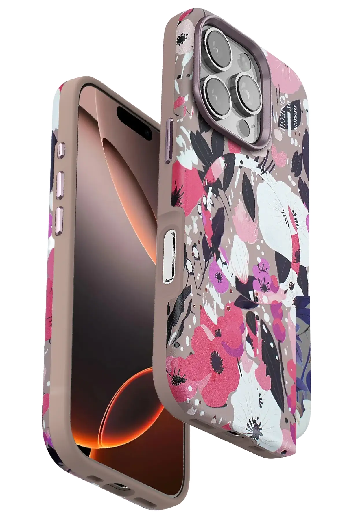 Onegif iPhone 16 Pro Flower Series Magsafe Kapak - Pembe