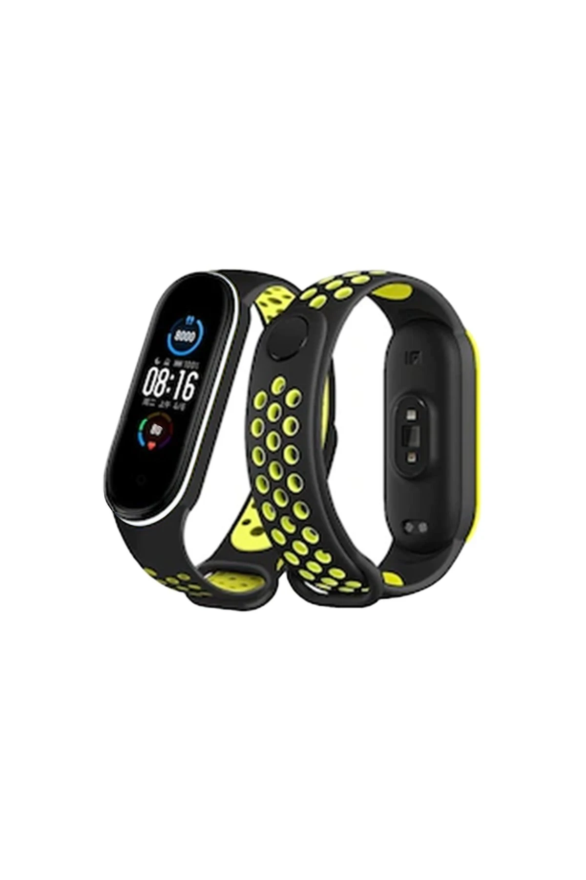 Newface Xiaomi Mi Band 4 Spor Delikli Kordon - Siyah-Yeşil-Beyaz