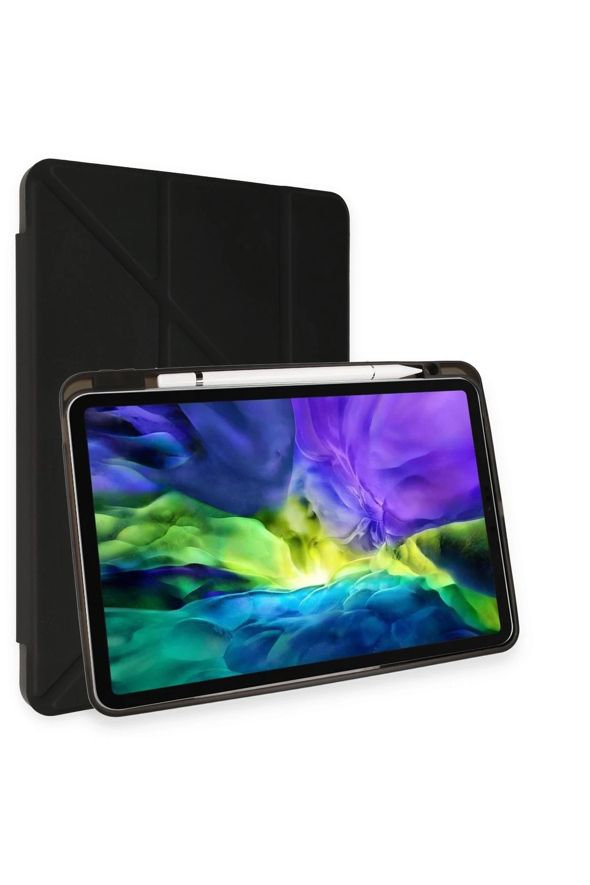 Newface iPad 10.2 (8.nesil) Kılıf Kalemlikli Hugo Tablet Kılıfı - Siyah