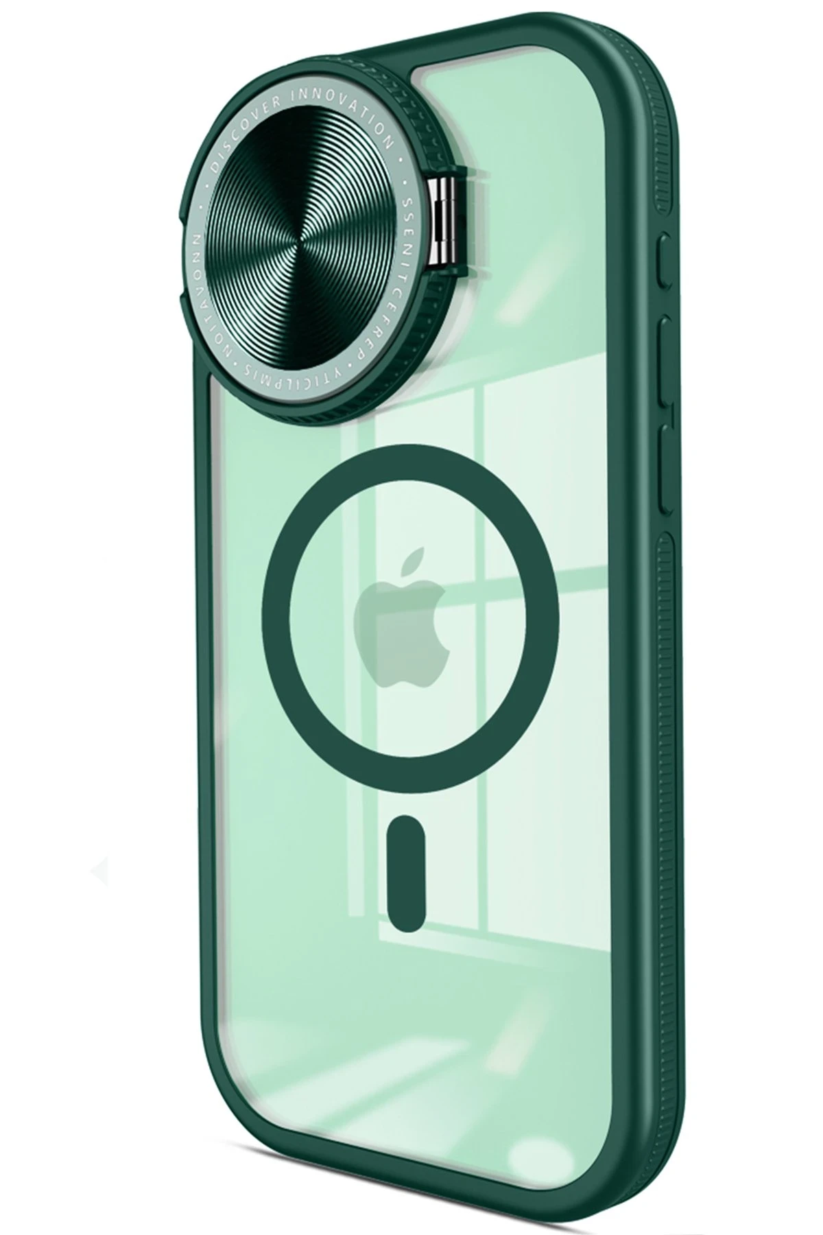 Newface iPhone 14 Kılıf Teleskop Lens Magsafe Silikon Kapak - Koyu Yeşil