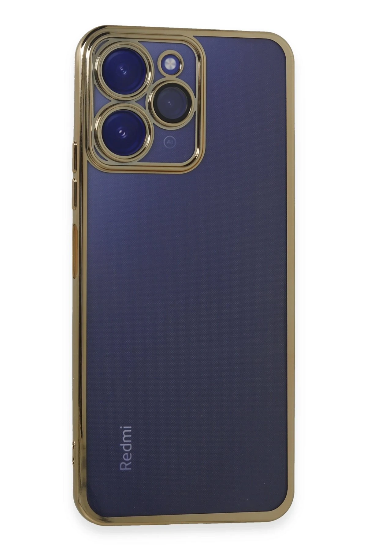 Newface Xiaomi Redmi 12 Kılıf Razer Lensli Silikon - Gold