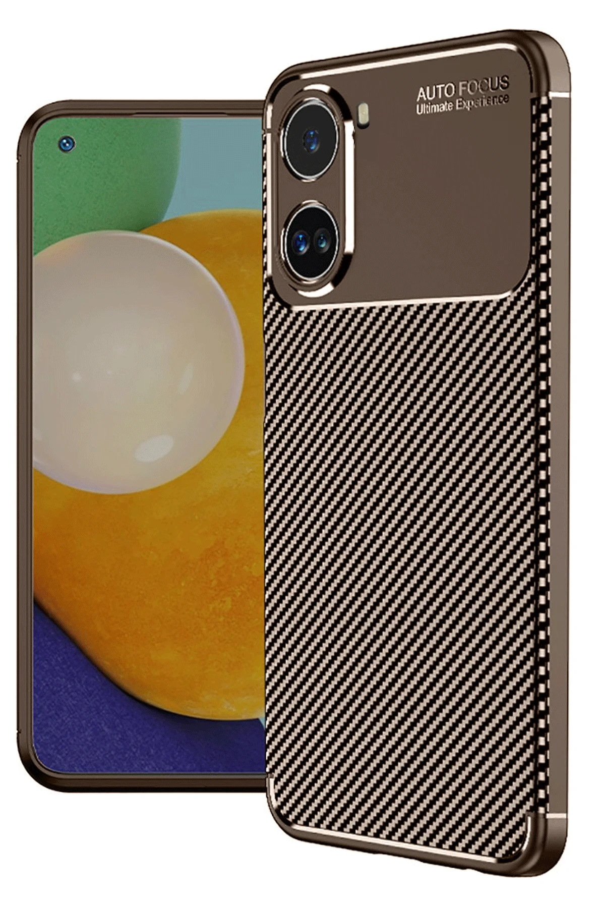 Newface Xiaomi Poco X7 Pro Kılıf Auto Focus Karbon Kapak - Kahverengi