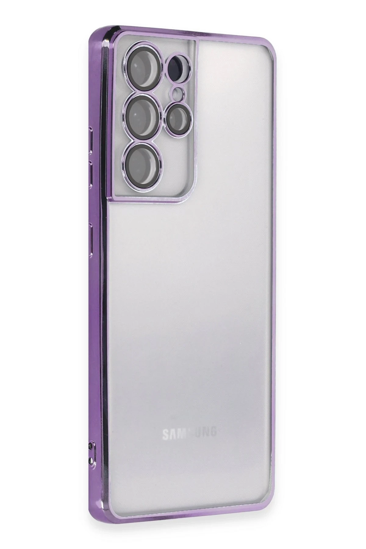 Newface Samsung Galaxy S21 Ultra Kılıf Razer Lensli Silikon - Mor