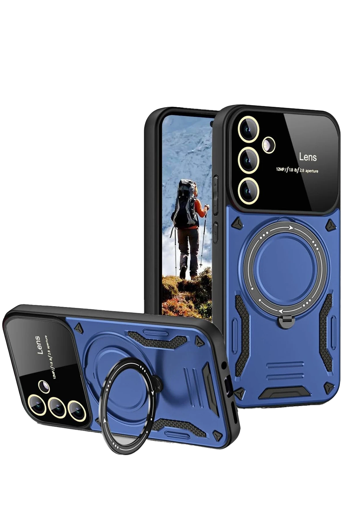 Newface Samsung Galaxy S24 FE Kılıf Joy Lens Standlı Kapak - Lacivert