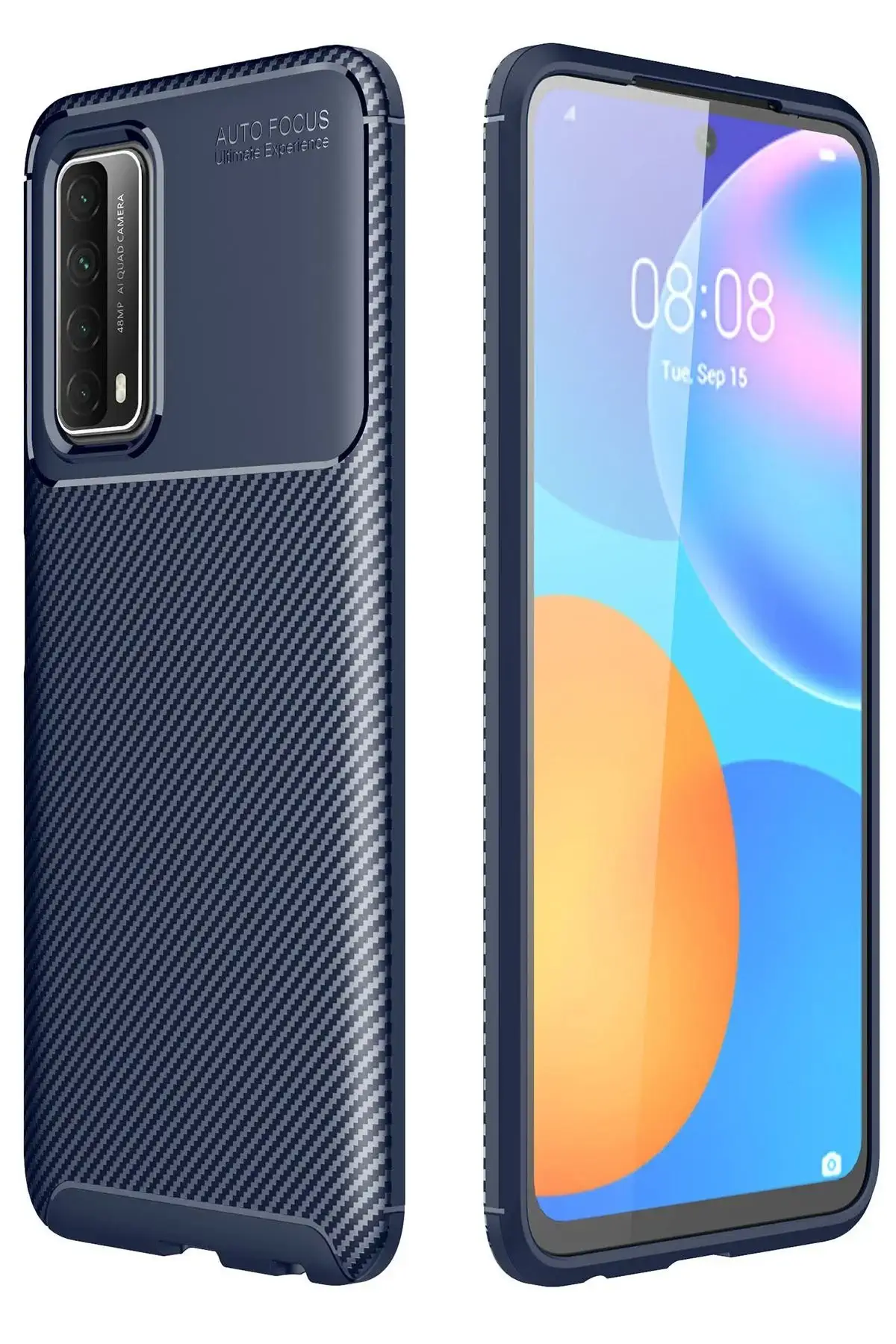 Newface Huawei P Smart 2021 Kılıf Auto Focus Karbon Kapak - Lacivert