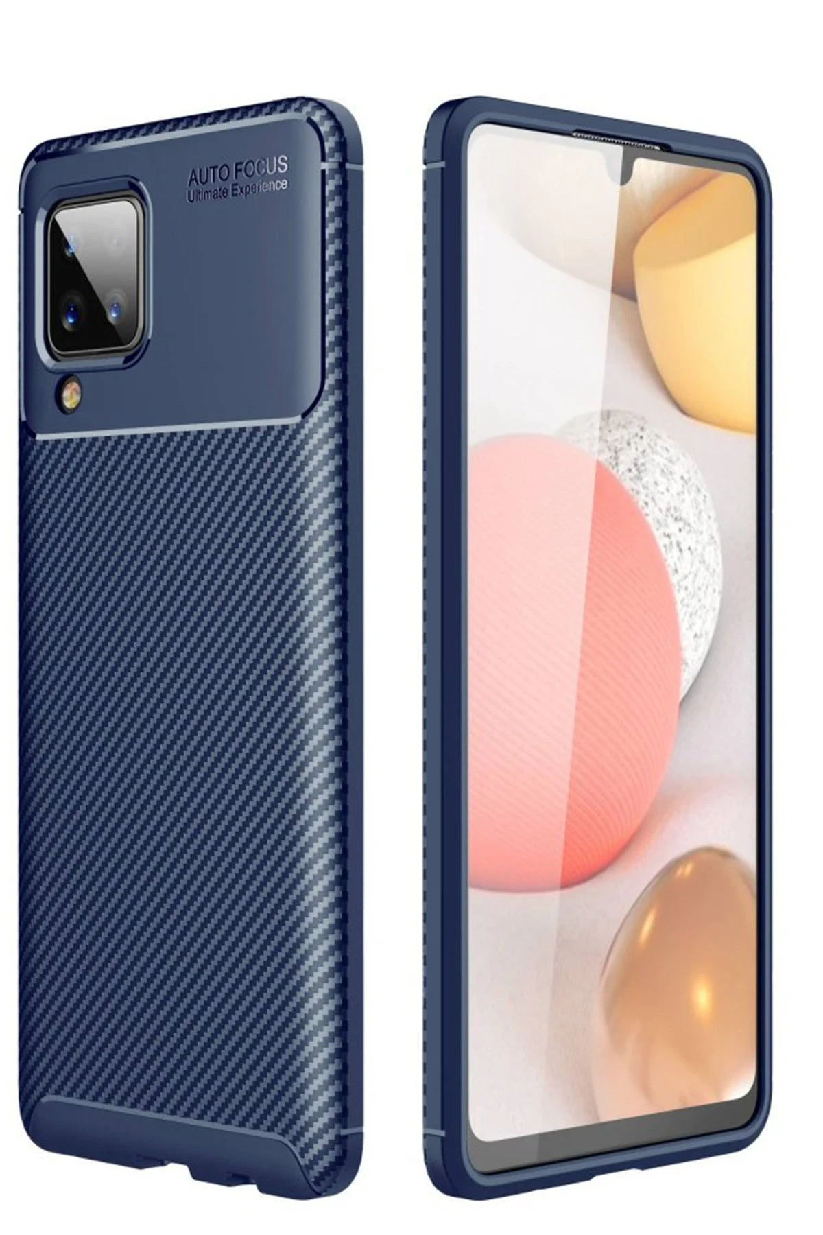 Newface Samsung Galaxy A22 Kılıf Auto Focus Karbon Kapak - Lacivert