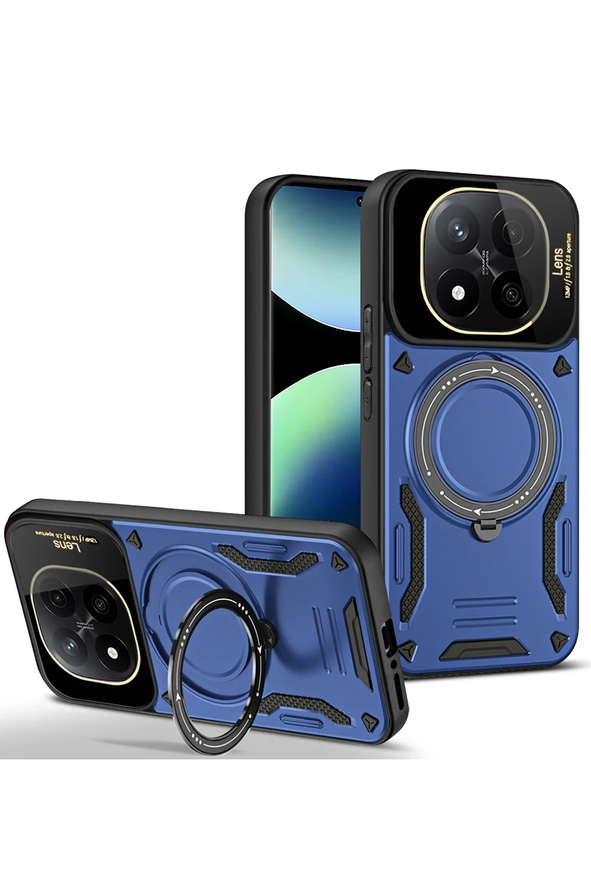 Newface Xiaomi Redmi Note 14 Pro 5G Kılıf Joy Lens Standlı Kapak - Lacivert