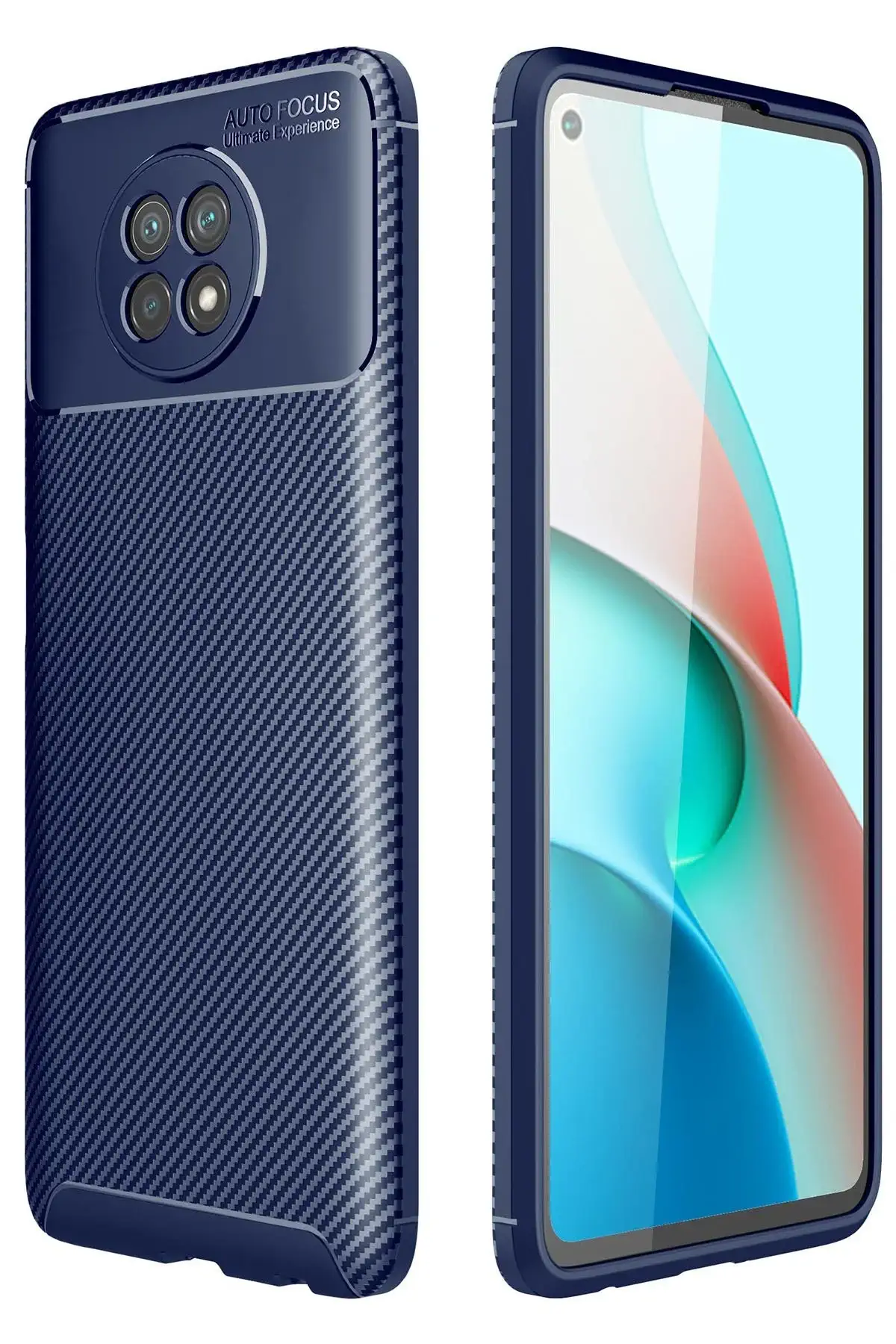 Newface Xiaomi Redmi Note 9 5G Kılıf Auto Focus Karbon Kapak - Lacivert