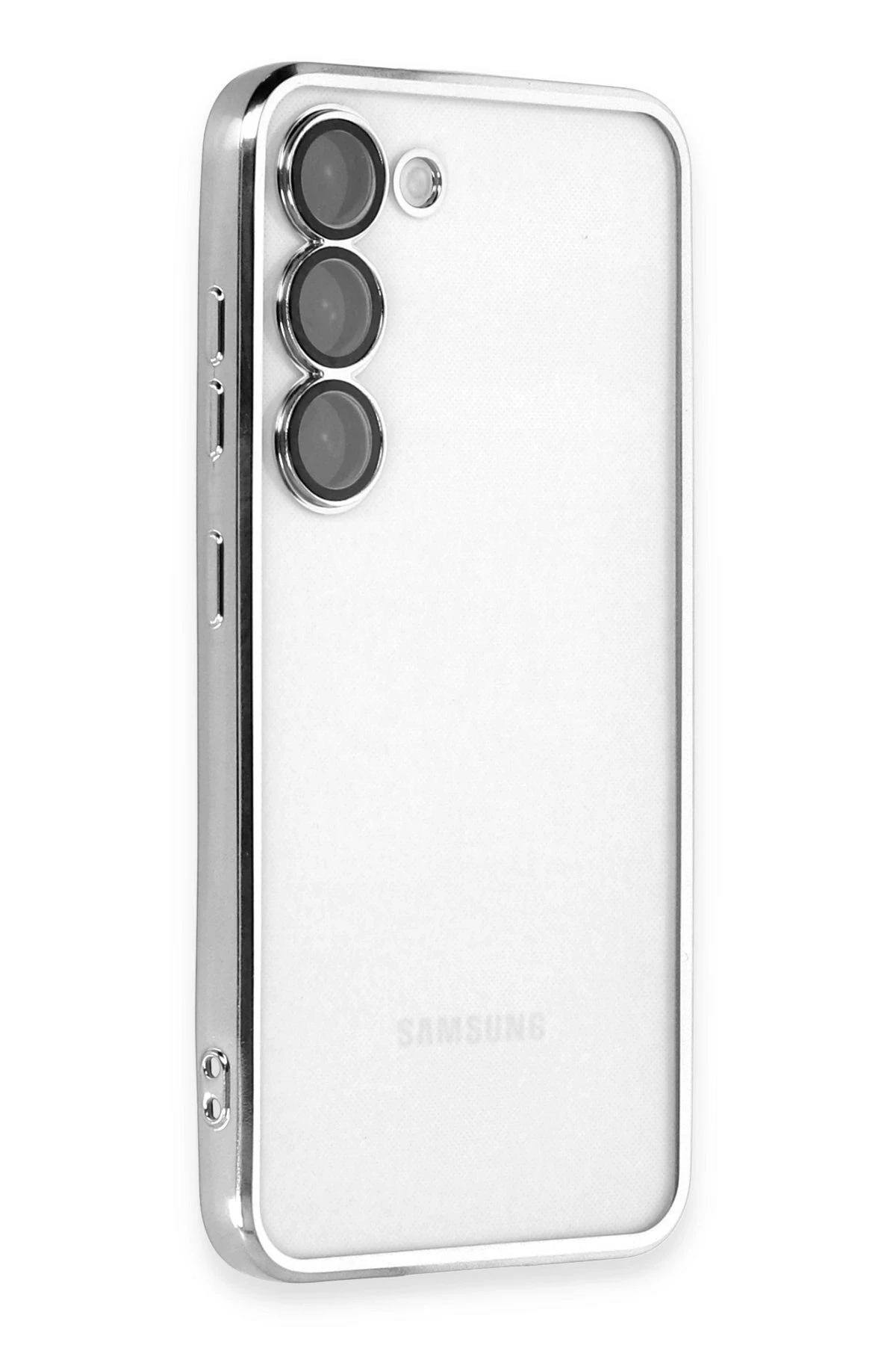 Newface Samsung Galaxy S23 Kılıf Razer Lensli Silikon - Gümüş