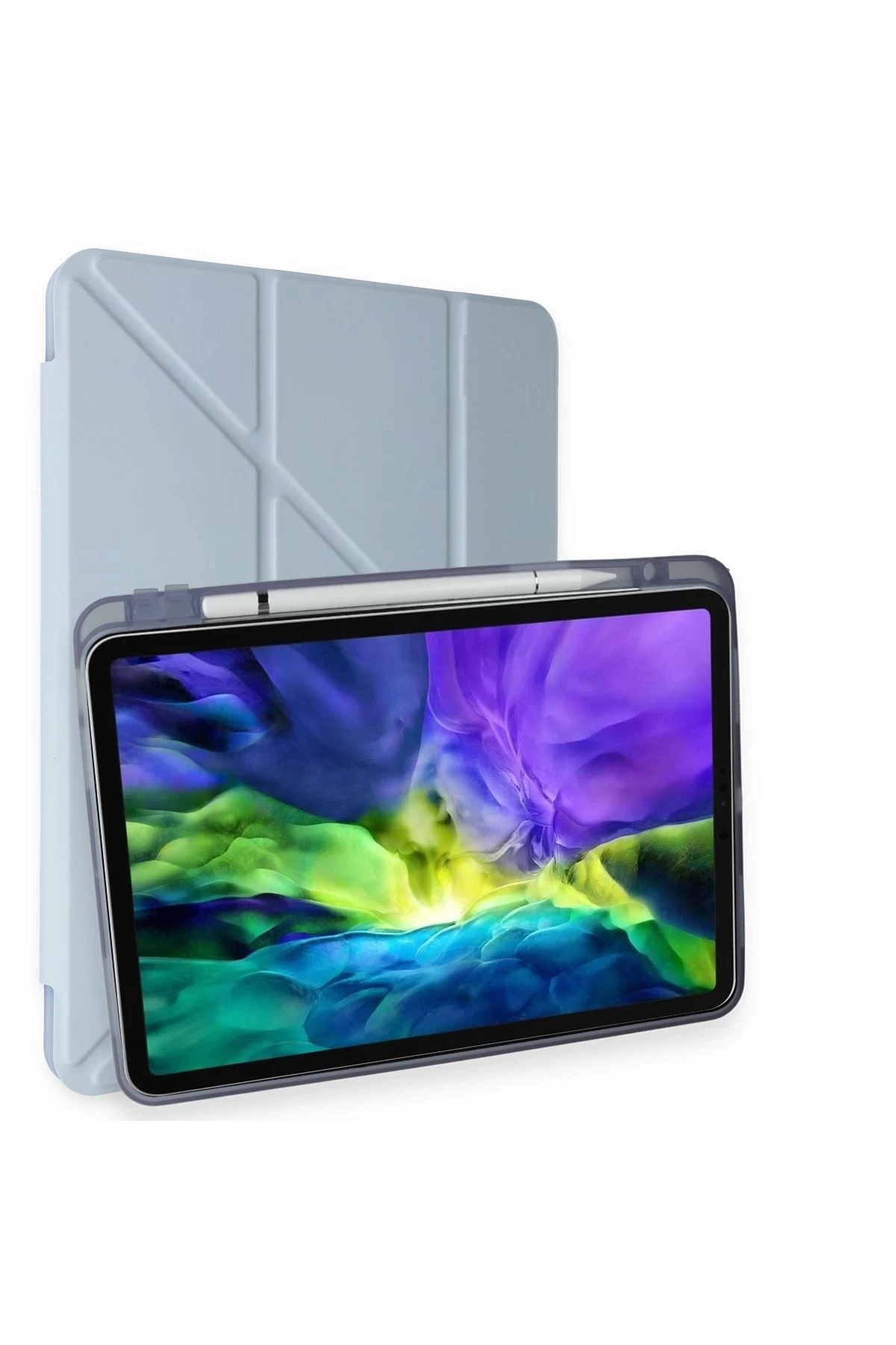 Newface iPad Pro 11 (2024) Kılıf Kalemlikli Mars Tablet Kılıfı - Mavi