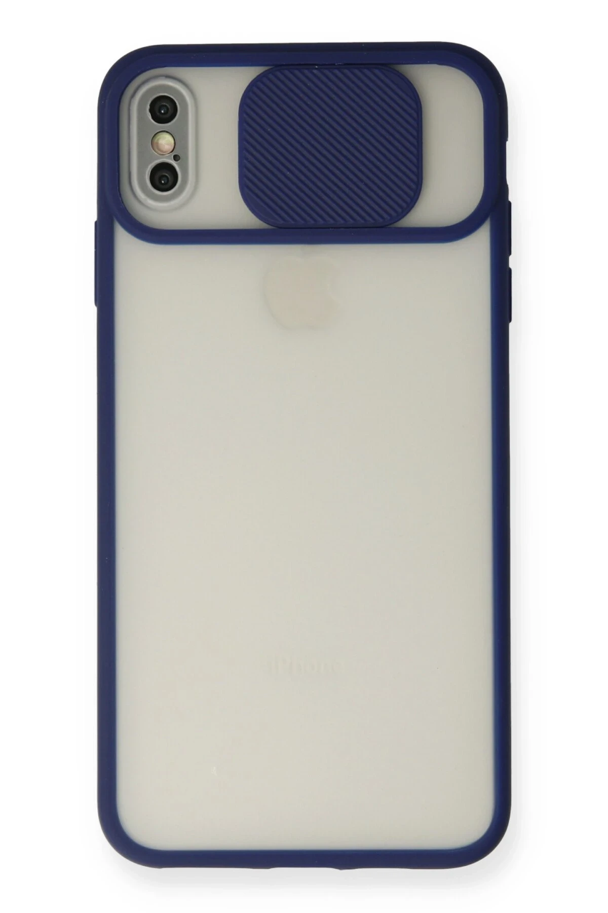 Newface iPhone X Kılıf Palm Buzlu Kamera Sürgülü Silikon - Lacivert