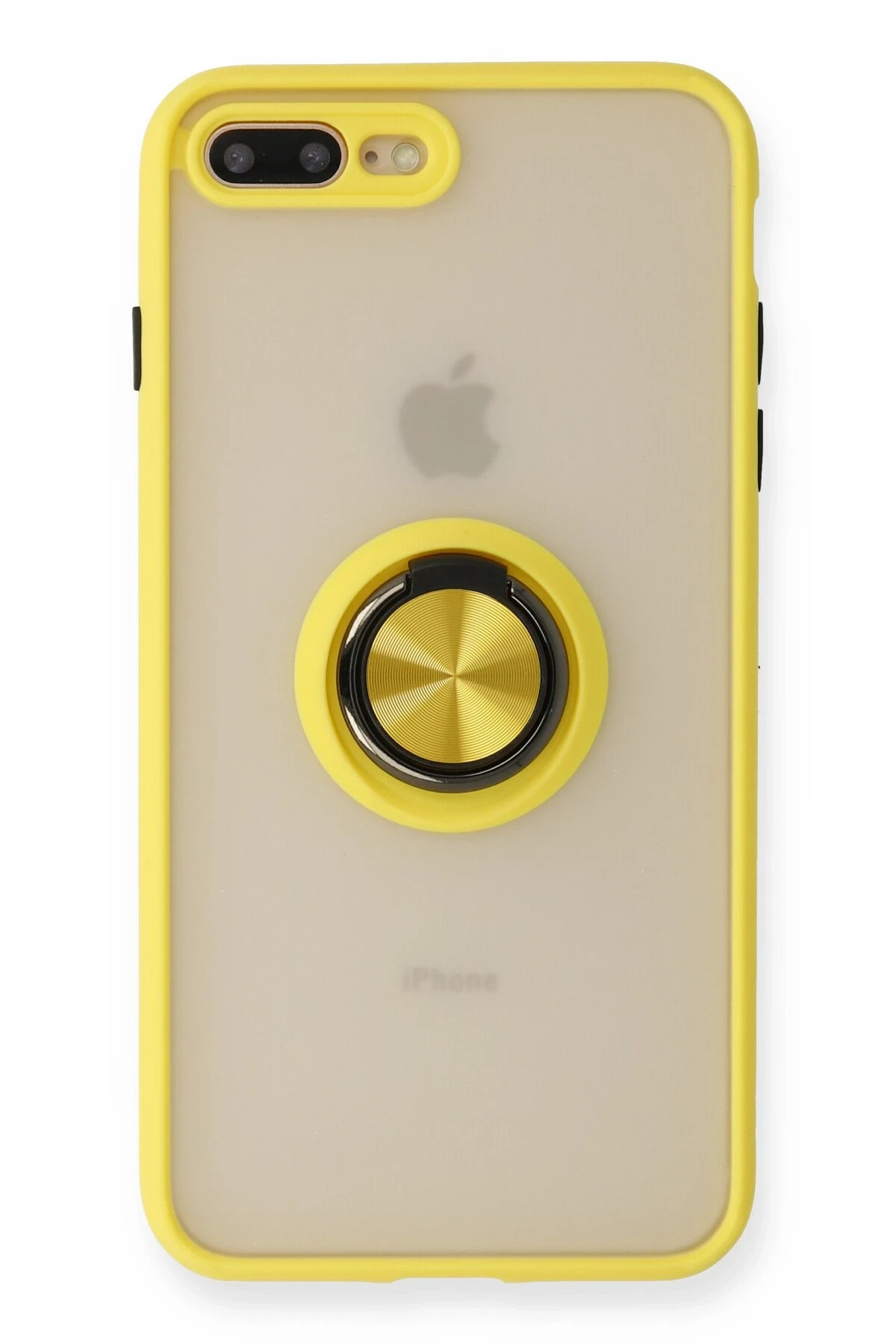 Newface iPhone 7 Plus Kılıf Montreal Yüzüklü Silikon Kapak - Sarı