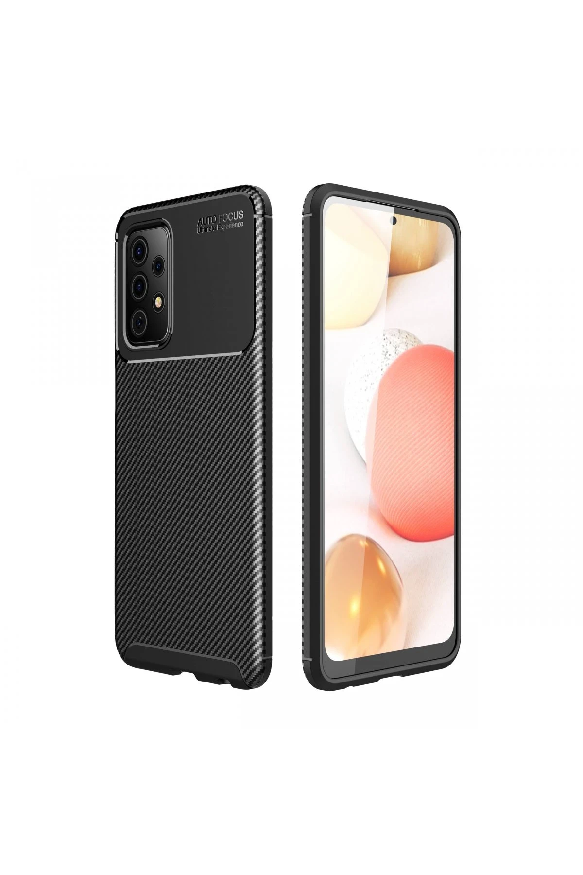 Newface Samsung Galaxy A72 Kılıf Auto Focus Karbon Kapak - Siyah