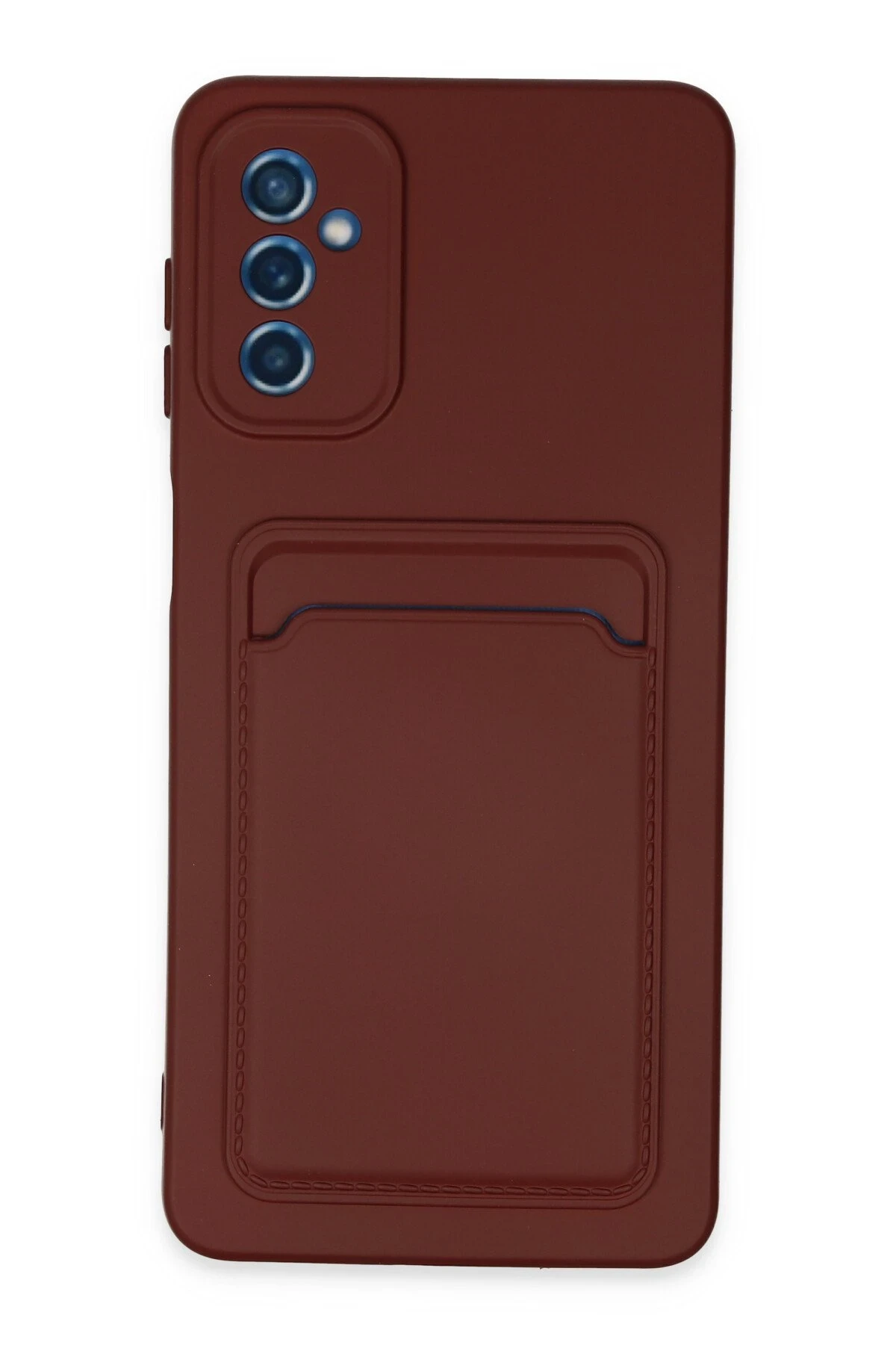 Newface Samsung Galaxy M52 5G Kılıf Kelvin Kartvizitli Silikon - Bordo