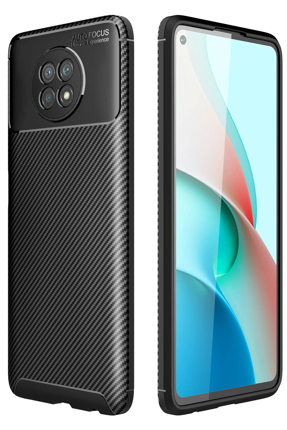 Newface Xiaomi Redmi Note 9 5G Kılıf Auto Focus Karbon Kapak - Siyah
