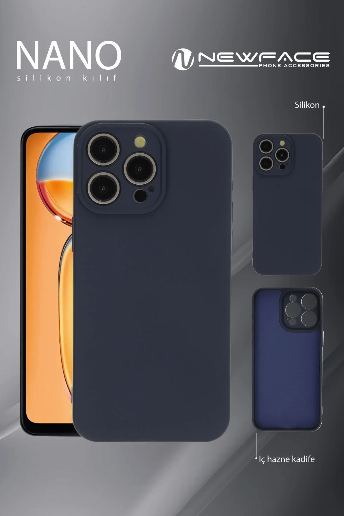 Newface Xiaomi Redmi A3 4G Kılıf Nano içi Kadife Silikon - Siyah