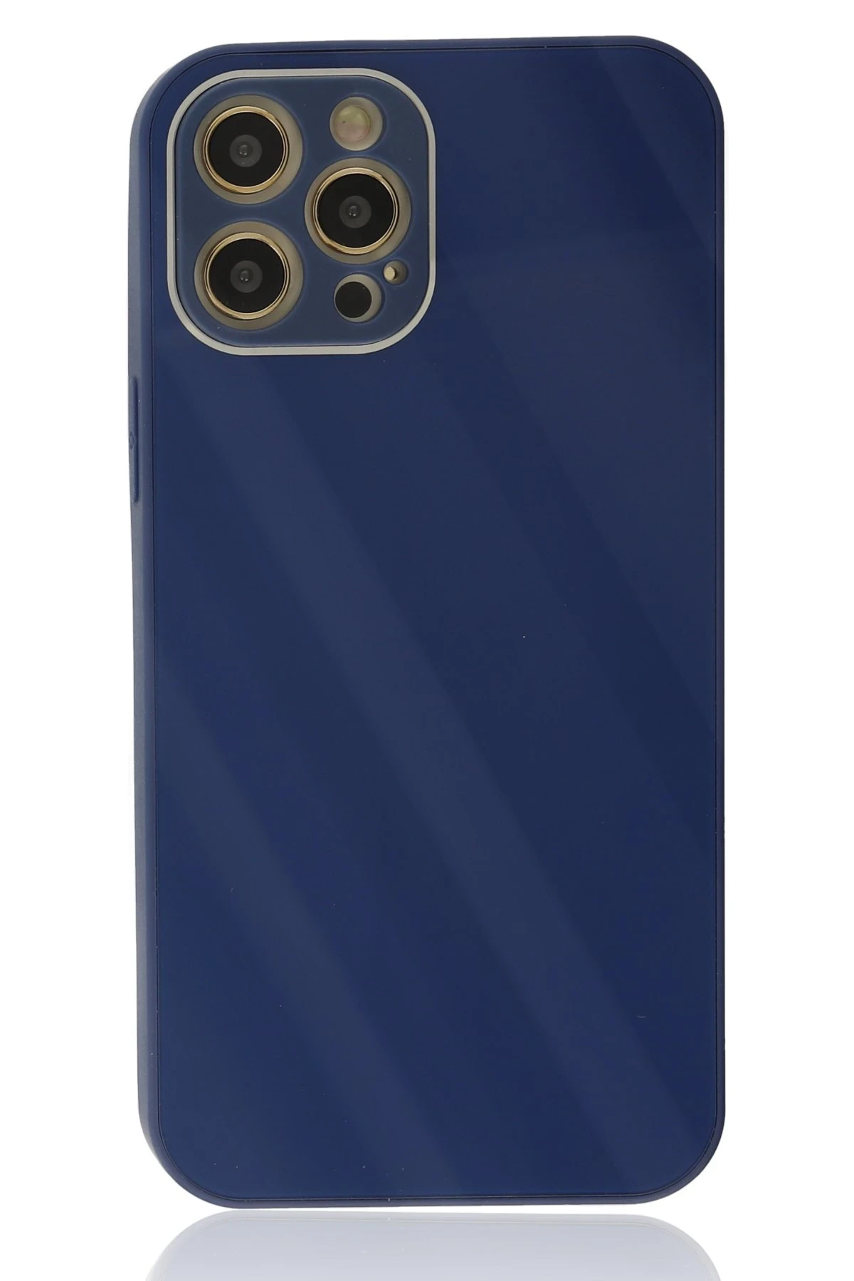 Newface iPhone 12 Pro Max Kılıf Glass Kapak - Lacivert