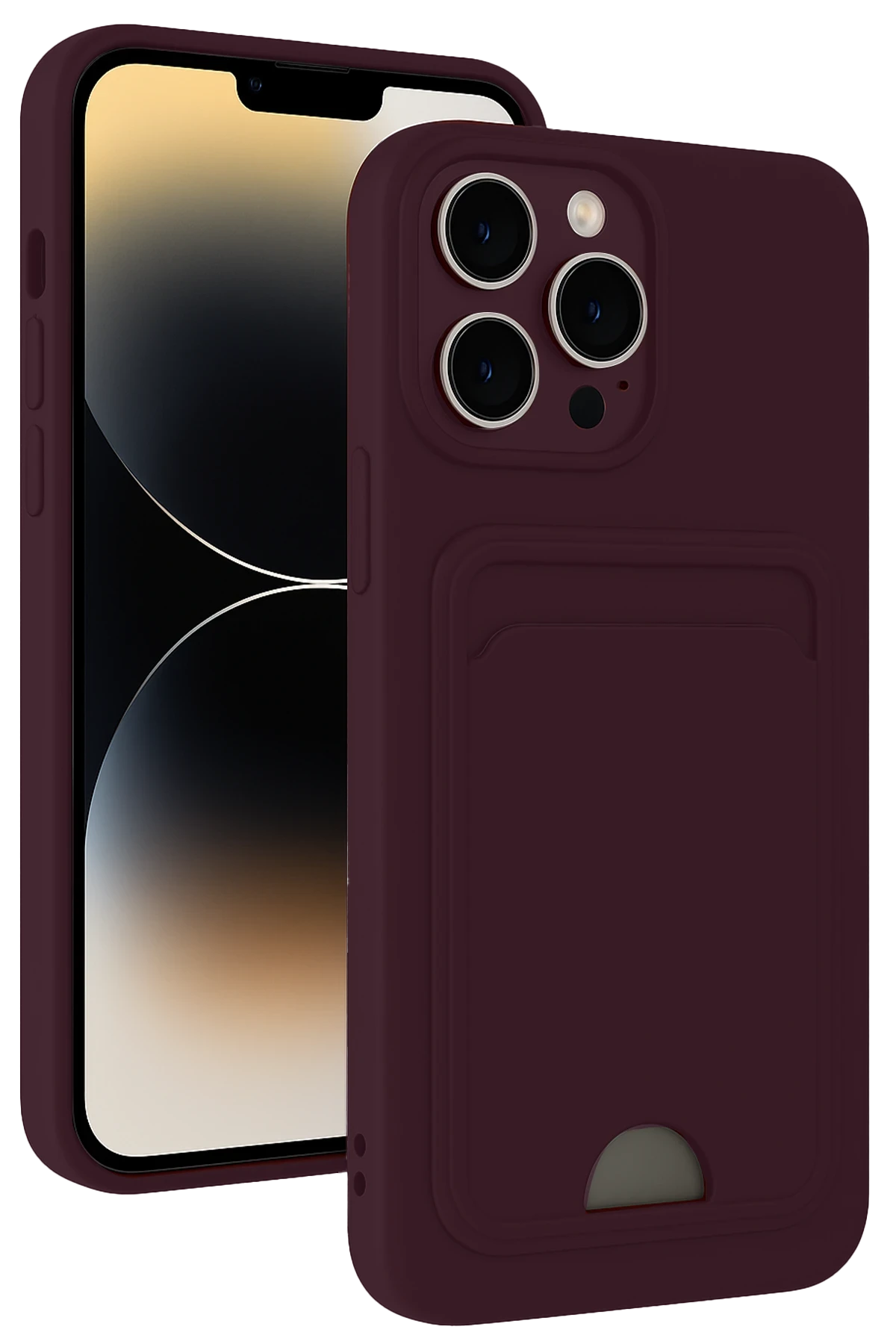 Newface iPhone 15 Pro Max Kılıf Kelvin Kartvizitli Silikon - Derin Mor