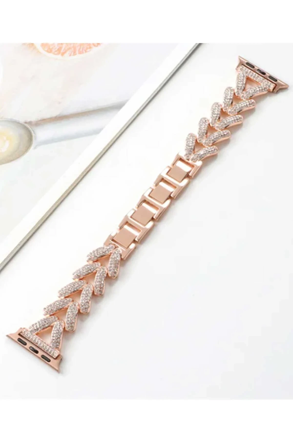 Newface Apple Watch 42mm Node Taşlı Kordon - Rose Gold