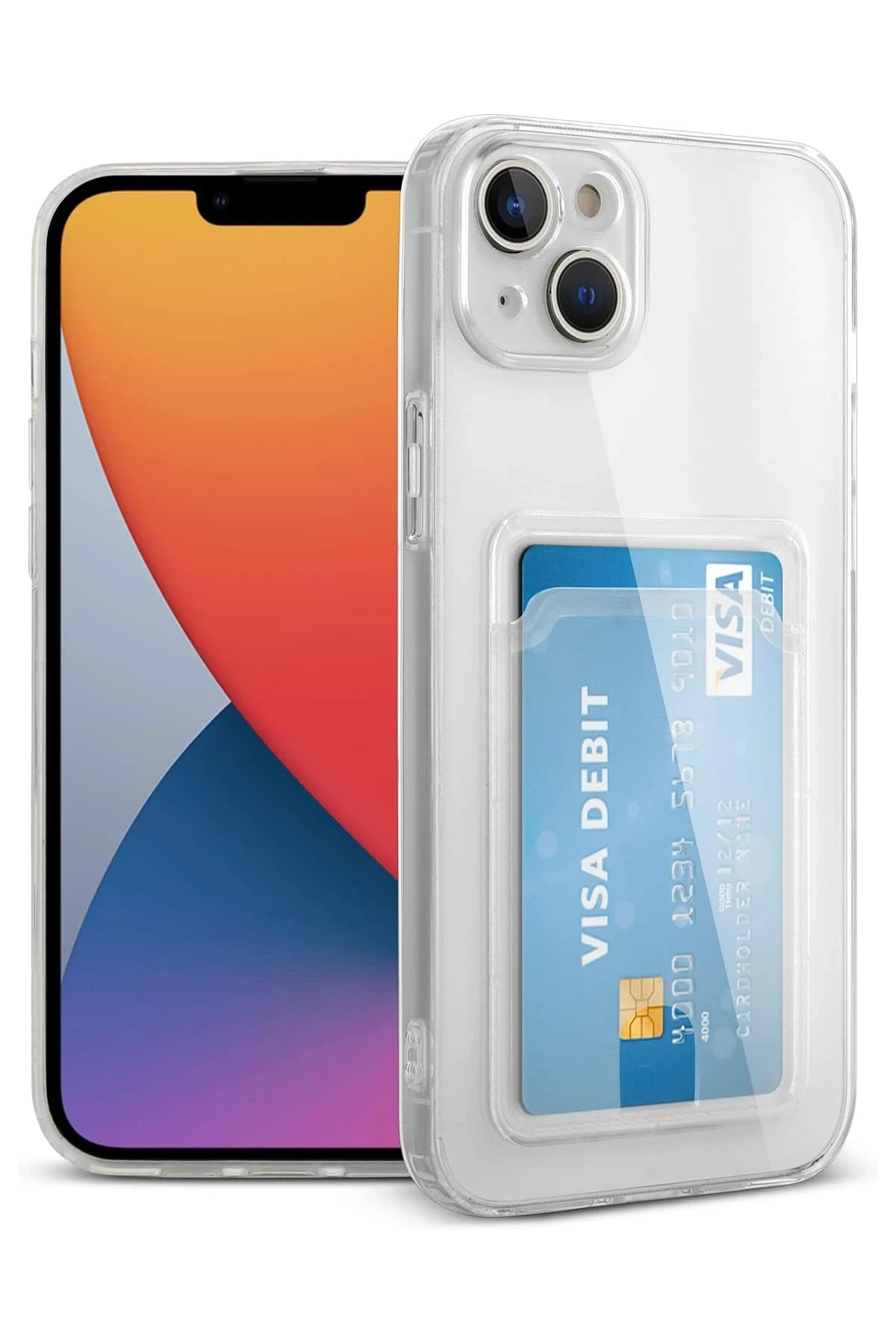 Newface iPhone 14 Kılıf Kart Şeffaf Silikon - Şeffaf