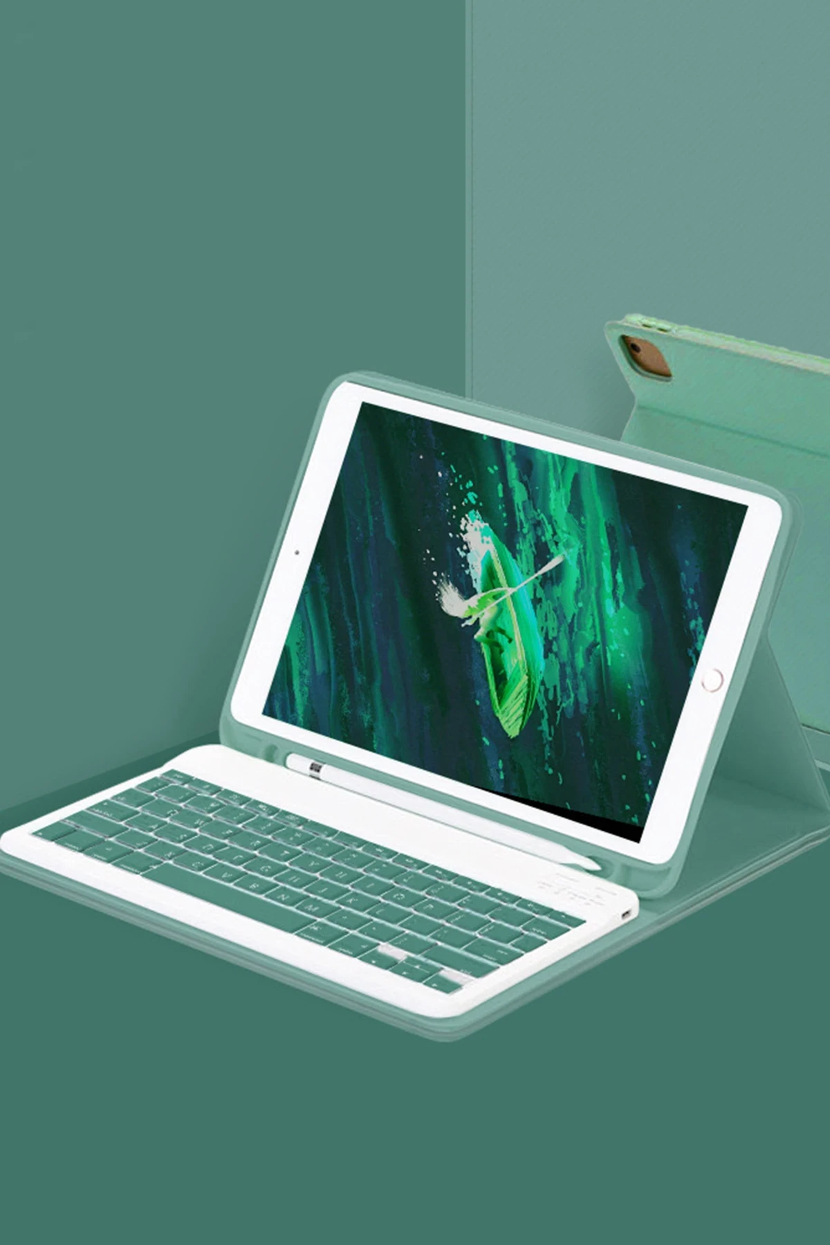 Newface Samsung Galaxy Tab A9 Plus Kılıf KC01 Smart Klavyeli Tablet Kılıfı - Koyu Yeşil