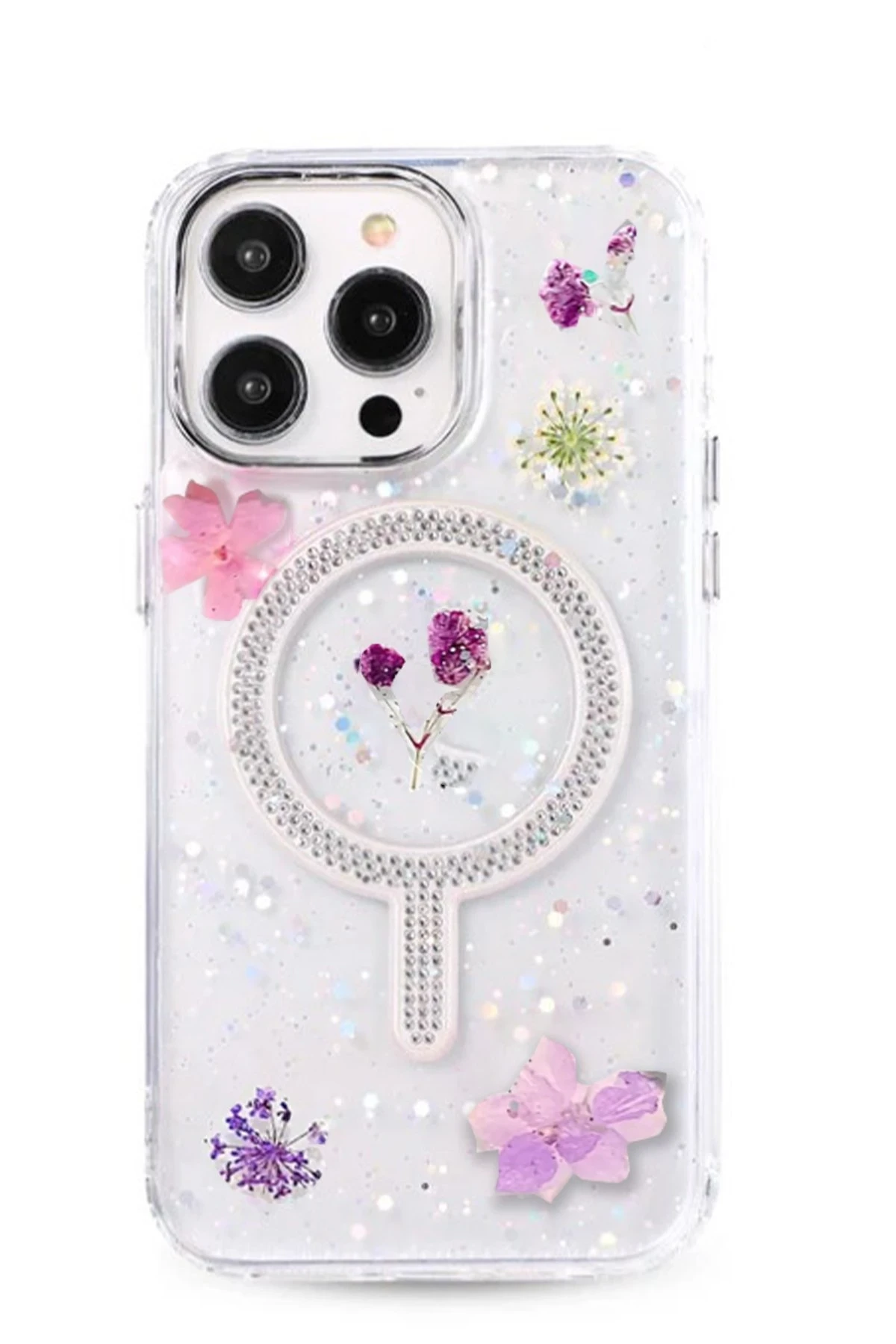 Newface iPhone 15 Pro Max Flower Magsafe Kapak - Mor