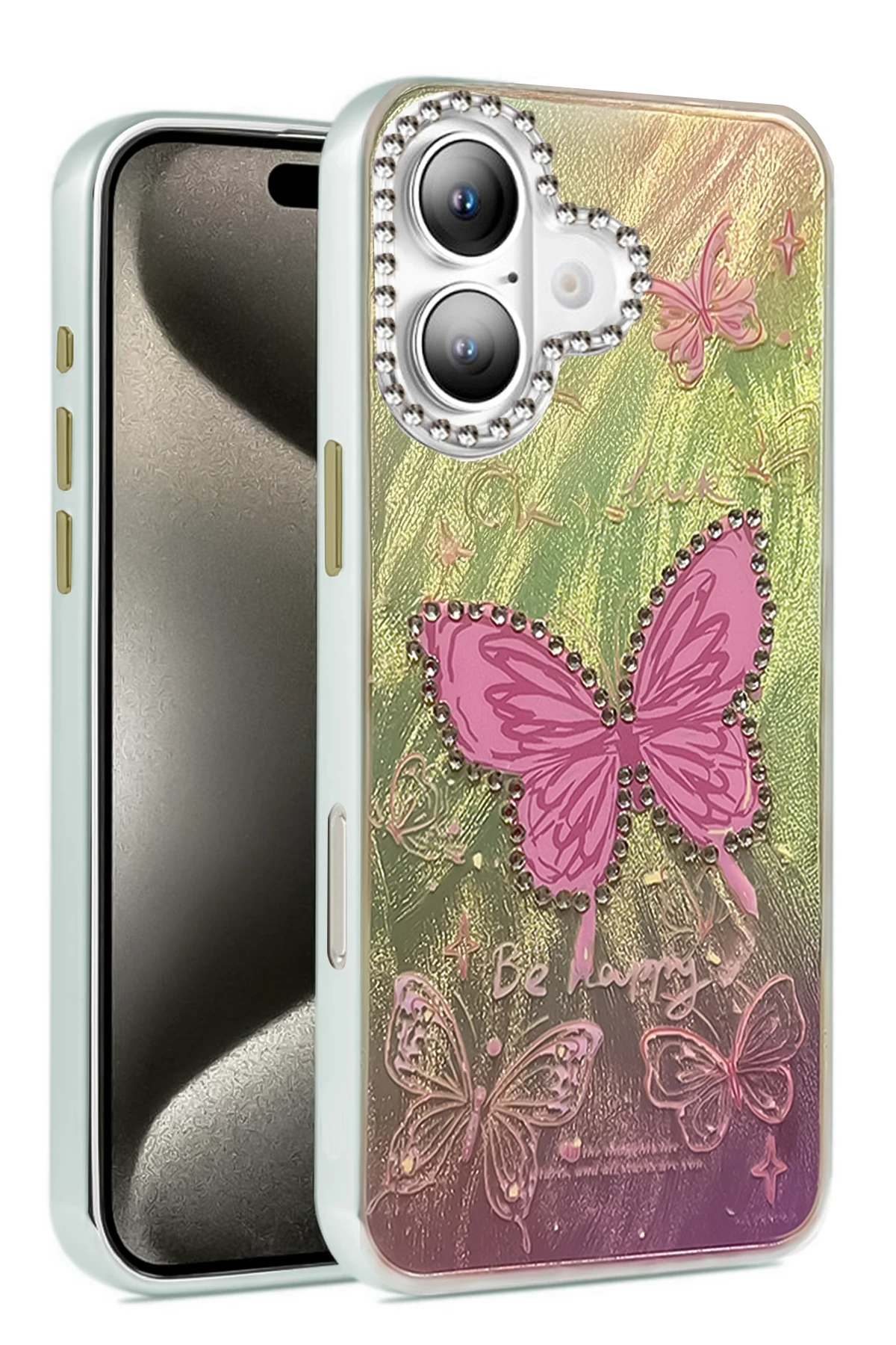 Newface iPhone 16 Kılıf Blade Aynalı Desenli Kapak - Desen 5