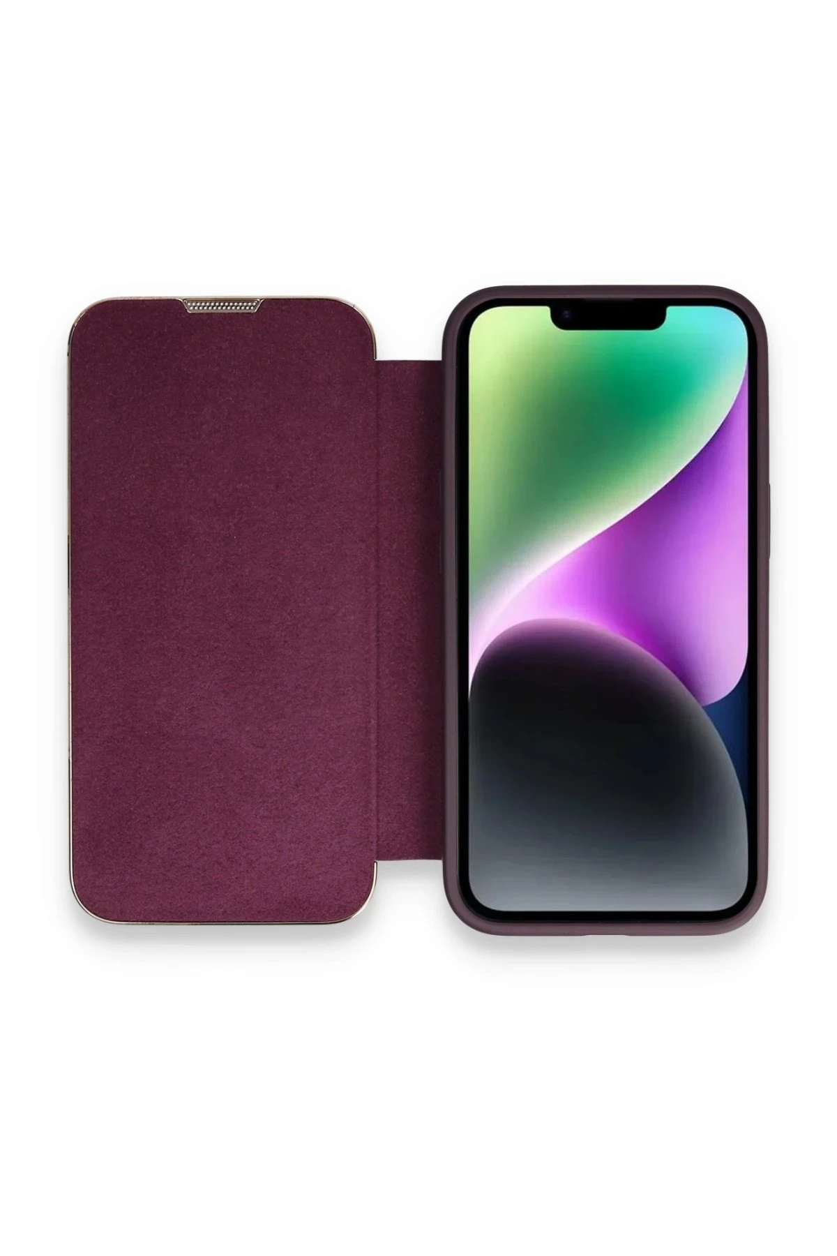 Newface iPhone 14 Pro Max Kılıf Dolpin Kapaklı - Derin Mor