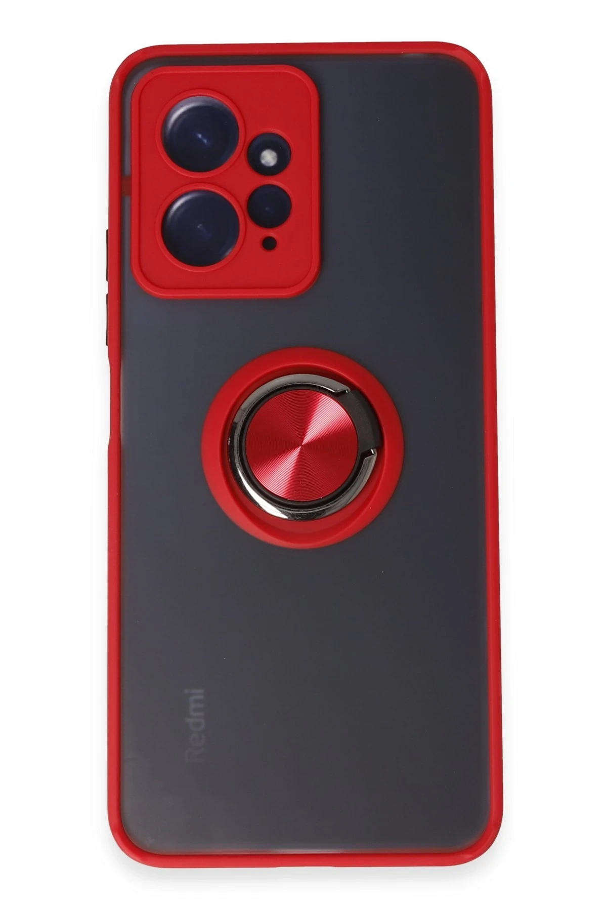 Newface Xiaomi Redmi Note 12 4G Kılıf Montreal Yüzüklü Silikon Kapak - Kırmızı