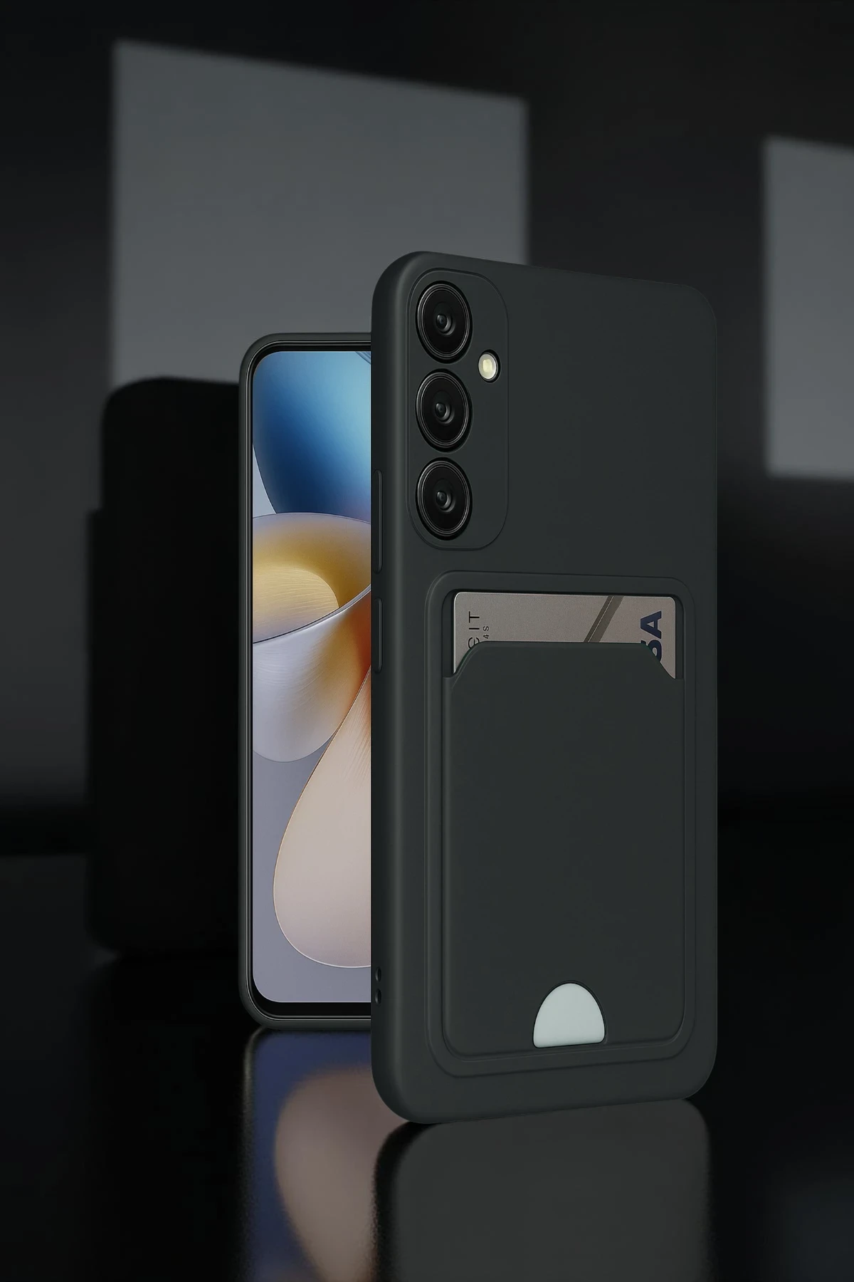 Newface Samsung Galaxy A55 5G Kılıf Kelvin Kartvizitli Silikon - Siyah