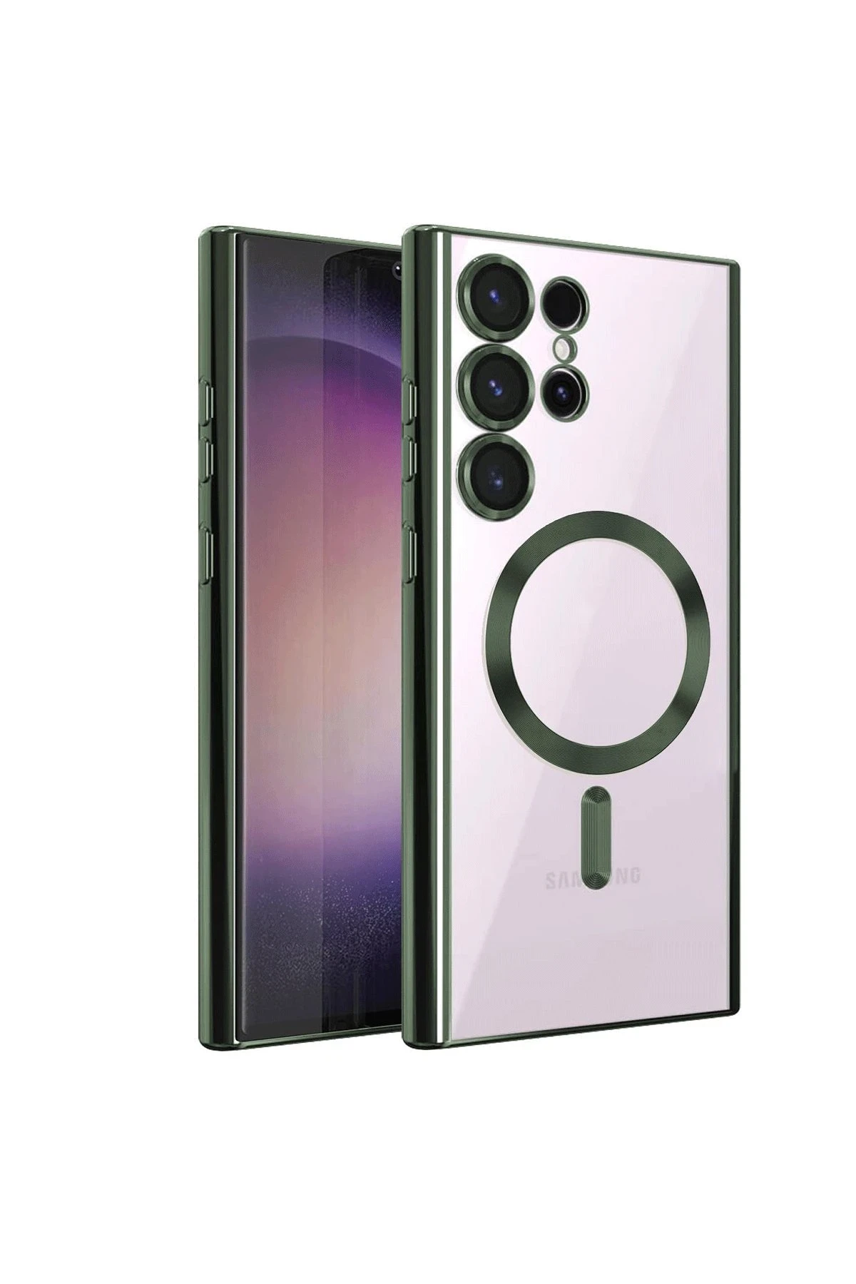 Newface Samsung Galaxy S24 Ultra Kılıf Kross Magneticsafe Kapak - Koyu Yeşil
