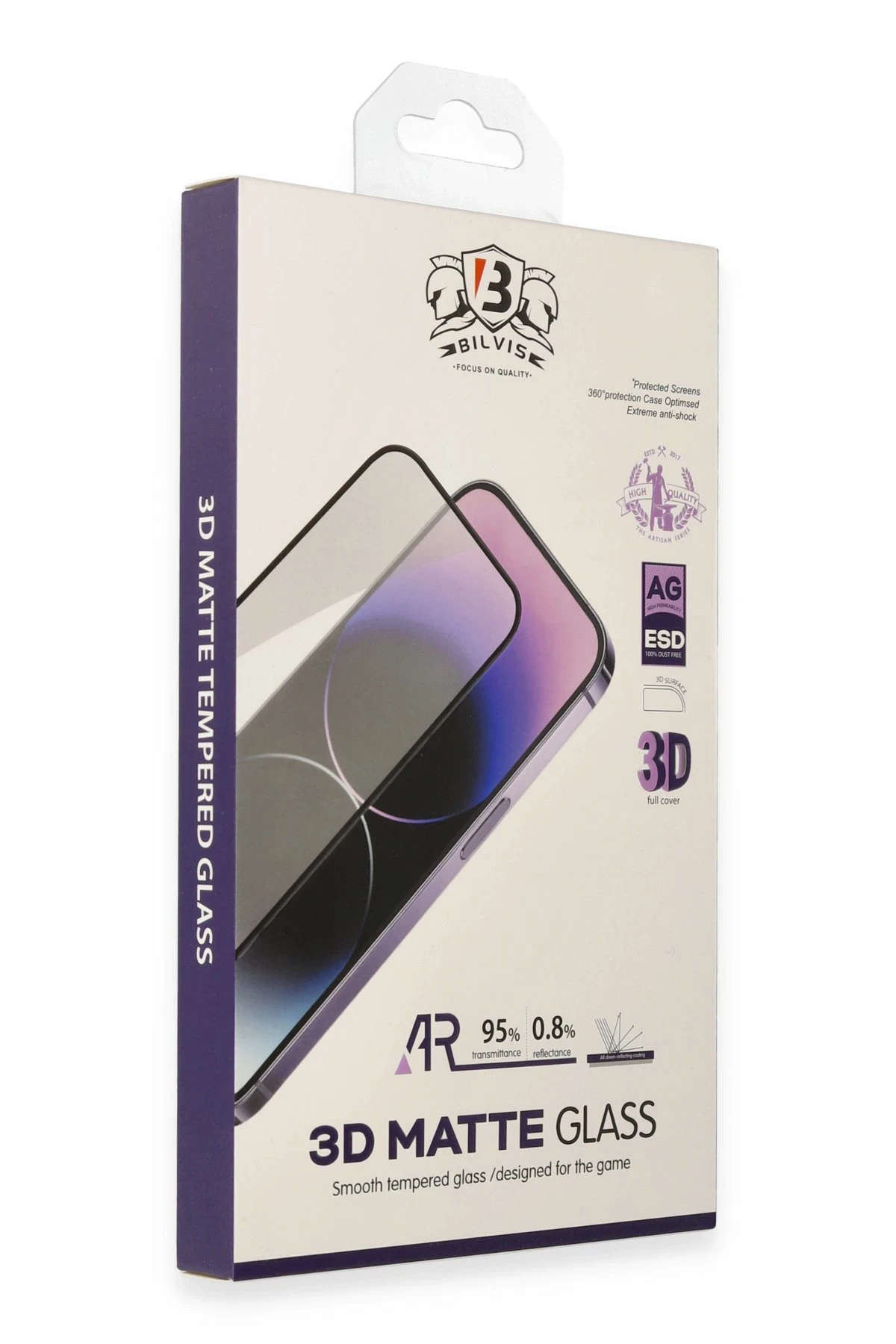 Newface iPhone 14 Pro Bilvis 3D Mat Cam Ekran Koruyucu
