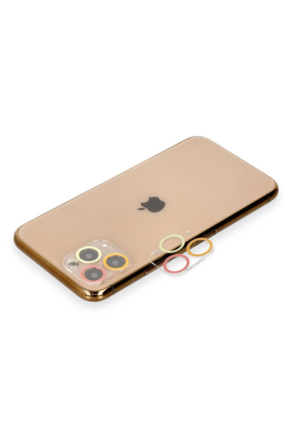 Newface iPhone 11 Pro Max Renkli Kamera Lens Koruma Cam - Turuncu-Kırmızı