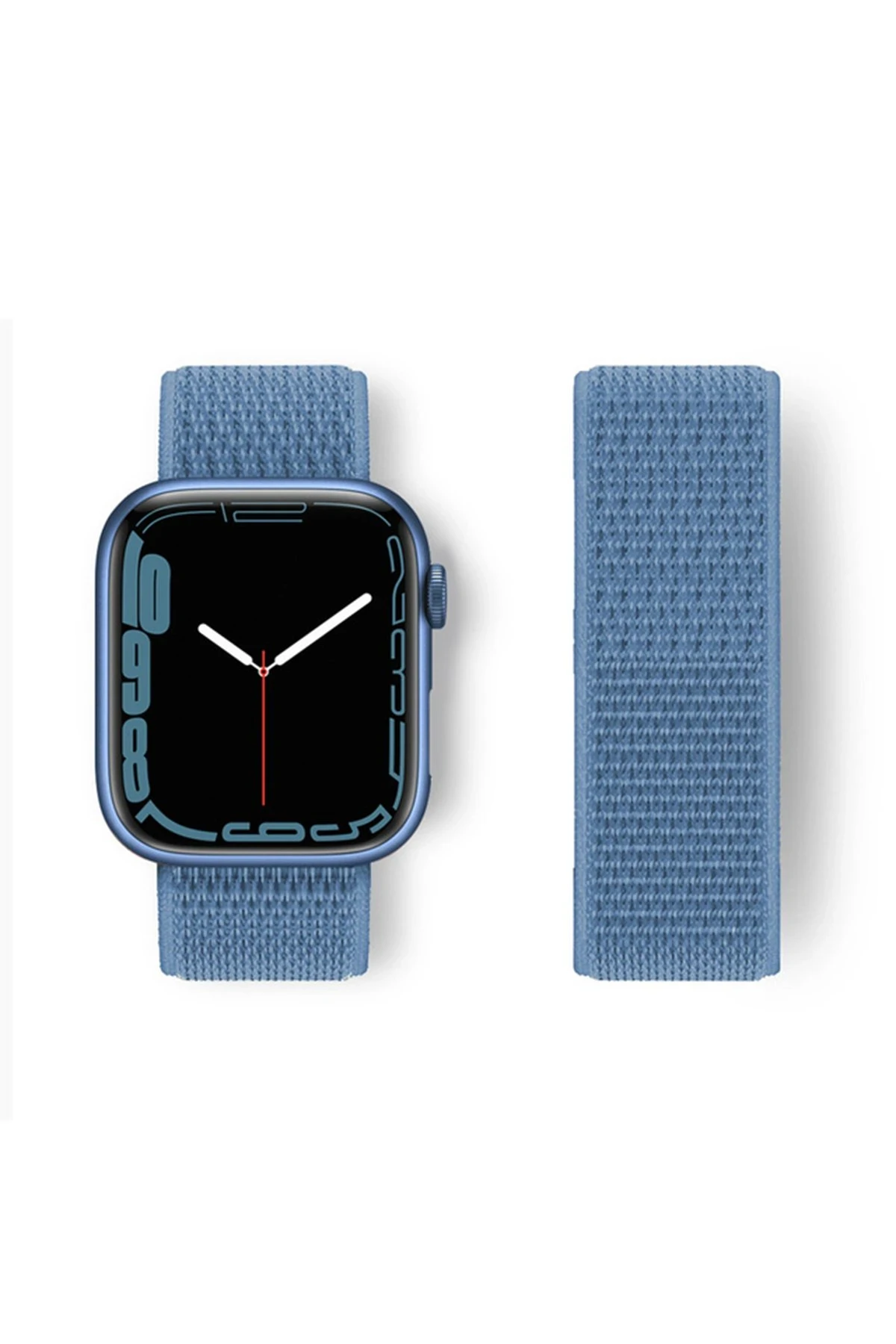 Newface Apple Watch 38mm Hasırlı Cırtcırtlı Kordon - Mavi