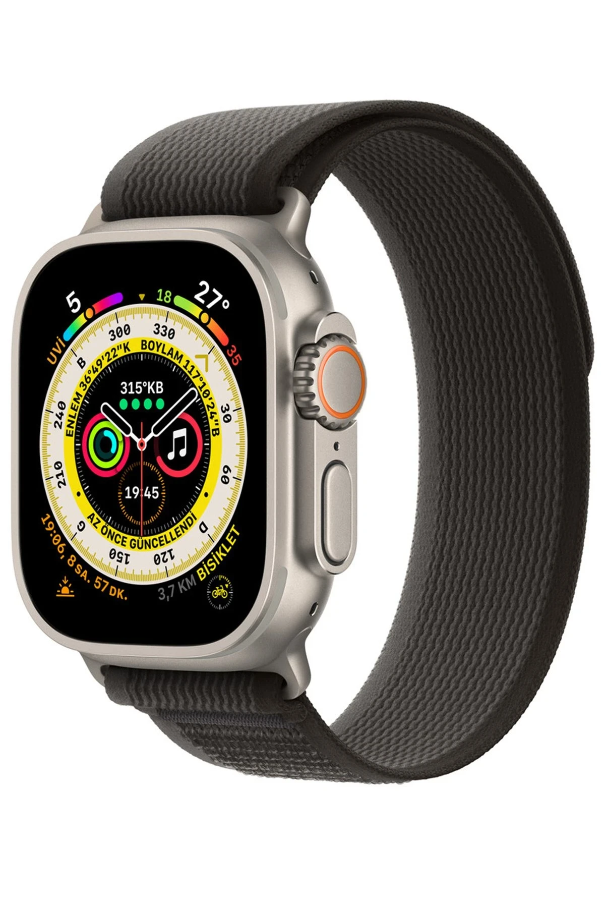 Newface Apple Watch 38mm Trail Kordon - Siyah-Gri