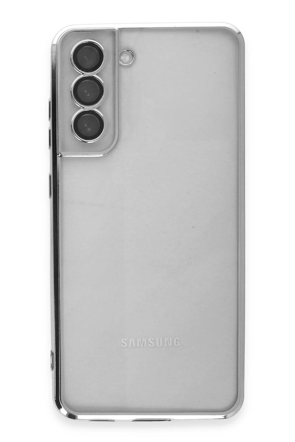 Newface Samsung Galaxy S21 FE Kılıf Razer Lensli Silikon - Gümüş