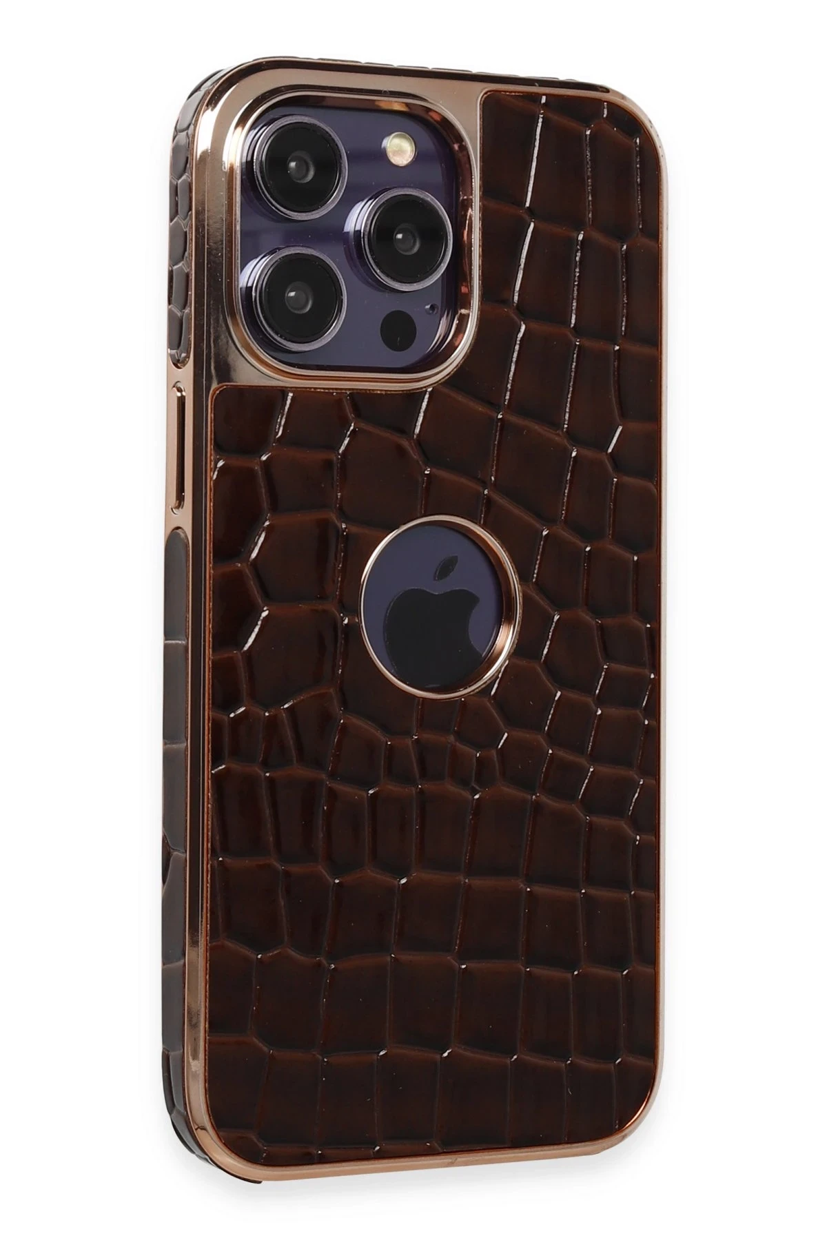Newface iPhone 14 Pro Max Kılıf Snake Kapak - Kahverengi