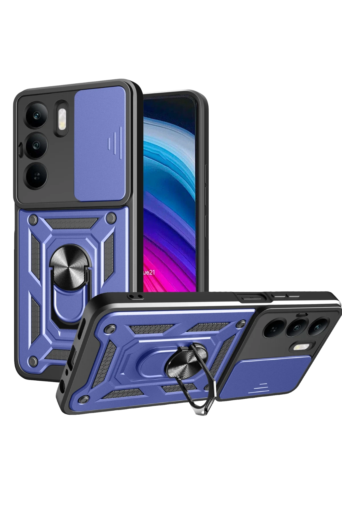 Newface Realme C75 4G Kılıf Pars Lens Yüzüklü Silikon - Lacivert