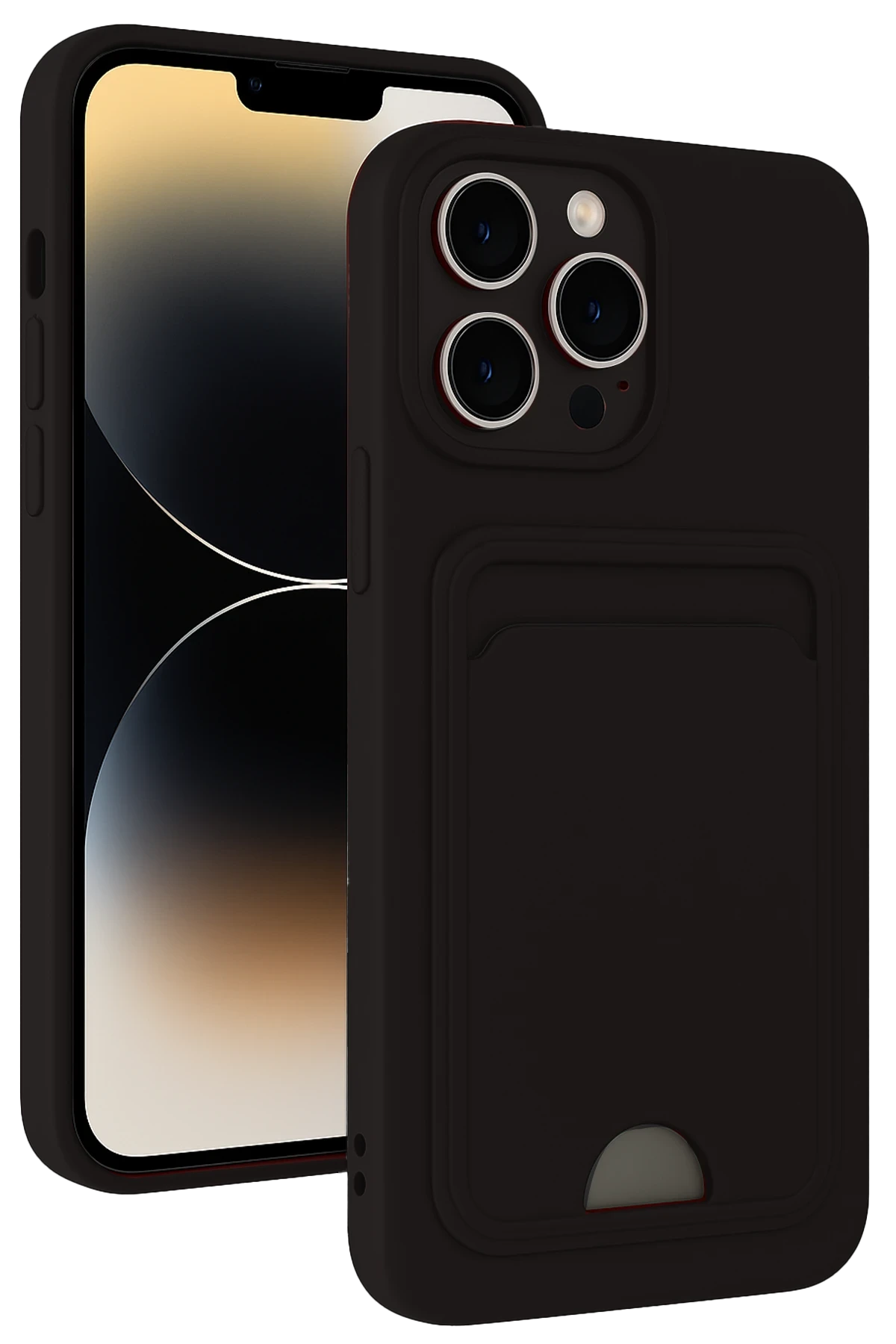 Newface iPhone 15 Pro Max Kılıf Kelvin Kartvizitli Silikon - Siyah