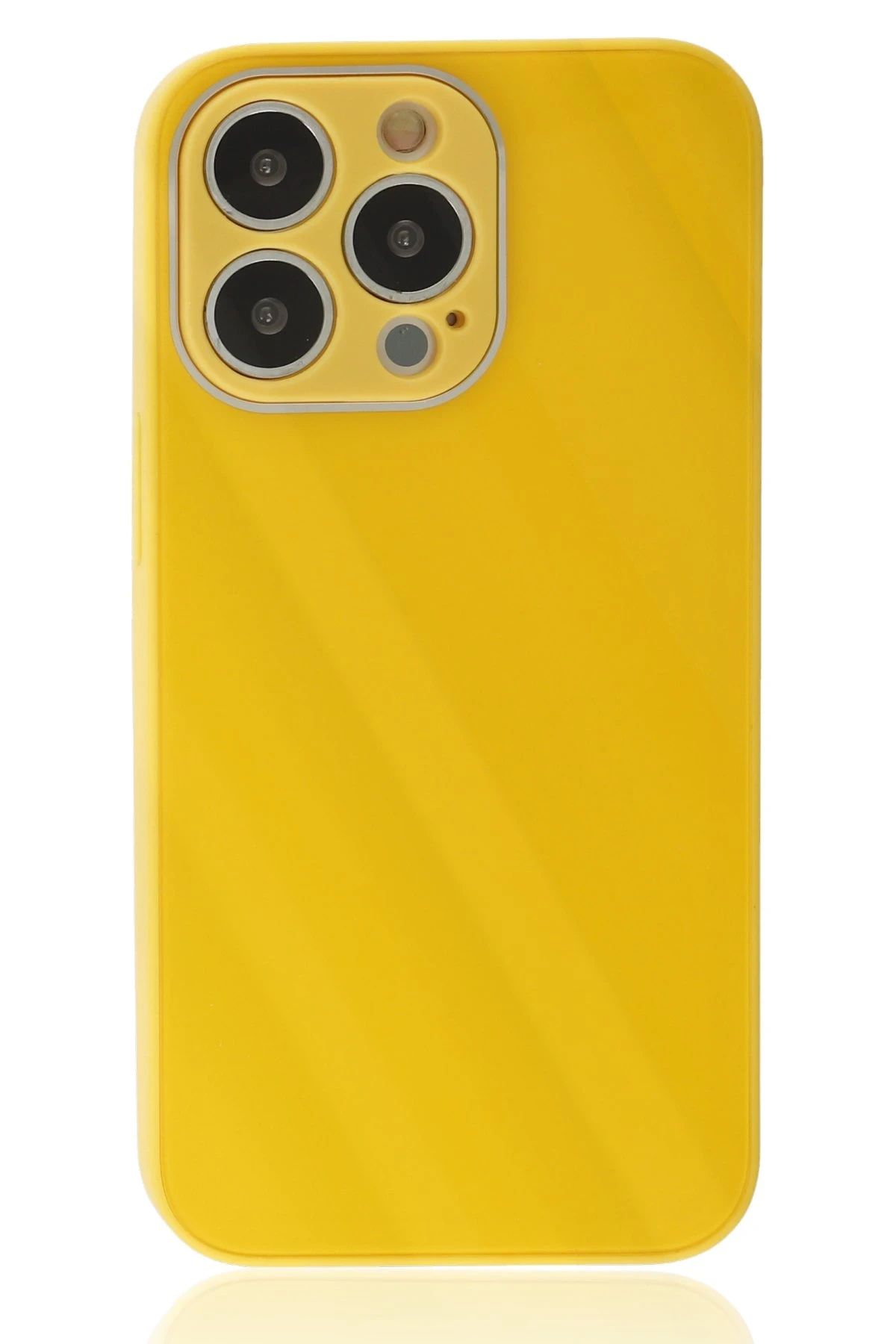 Newface iPhone 13 Pro Kılıf Glass Kapak - Sarı