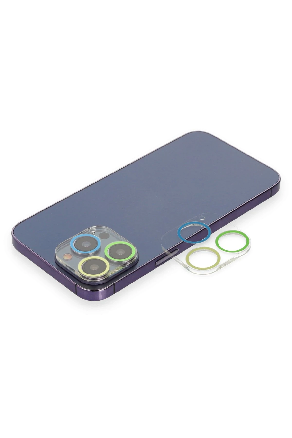 Newface iPhone 13 Pro Renkli Kamera Lens Koruma Cam - Yeşil-Sarı