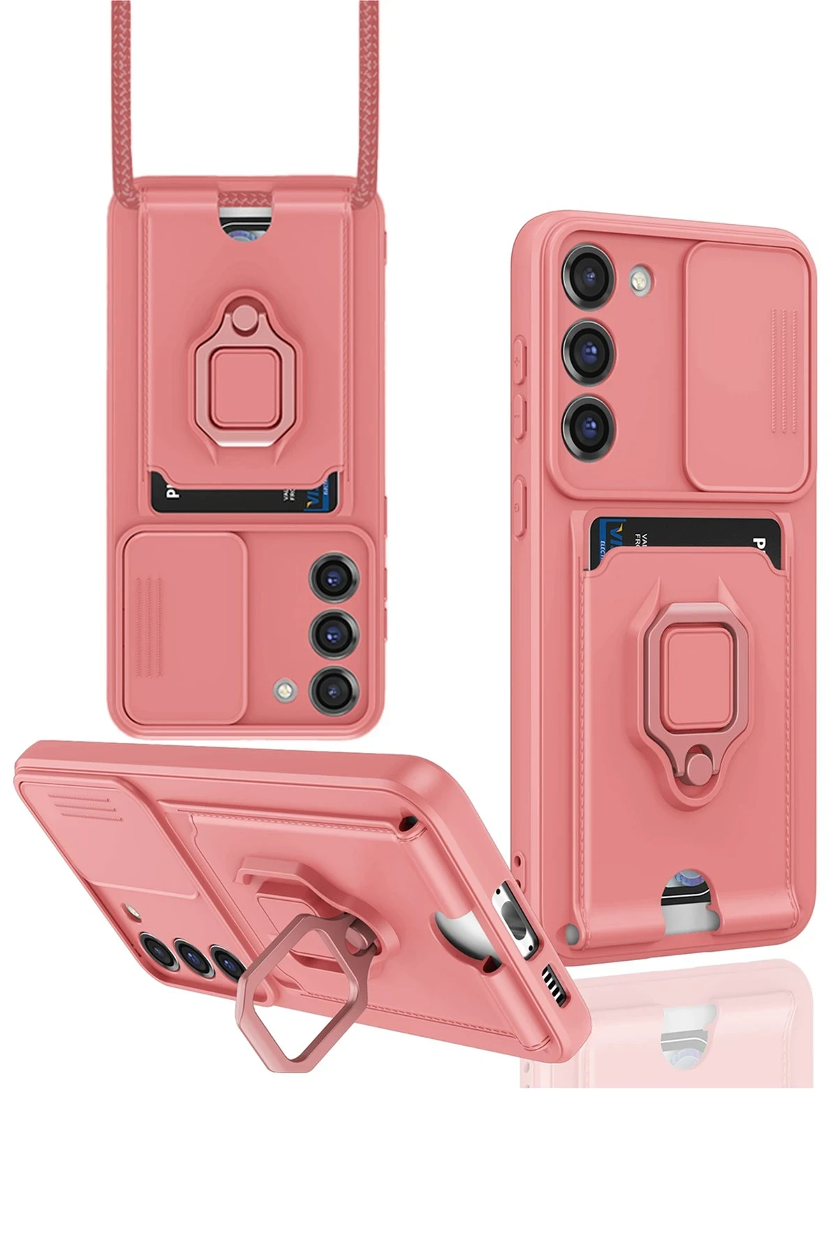 Newface Samsung Galaxy S24 Plus Kılıf Zuma Kartvizitli Yüzüklü Silikon - Pembe