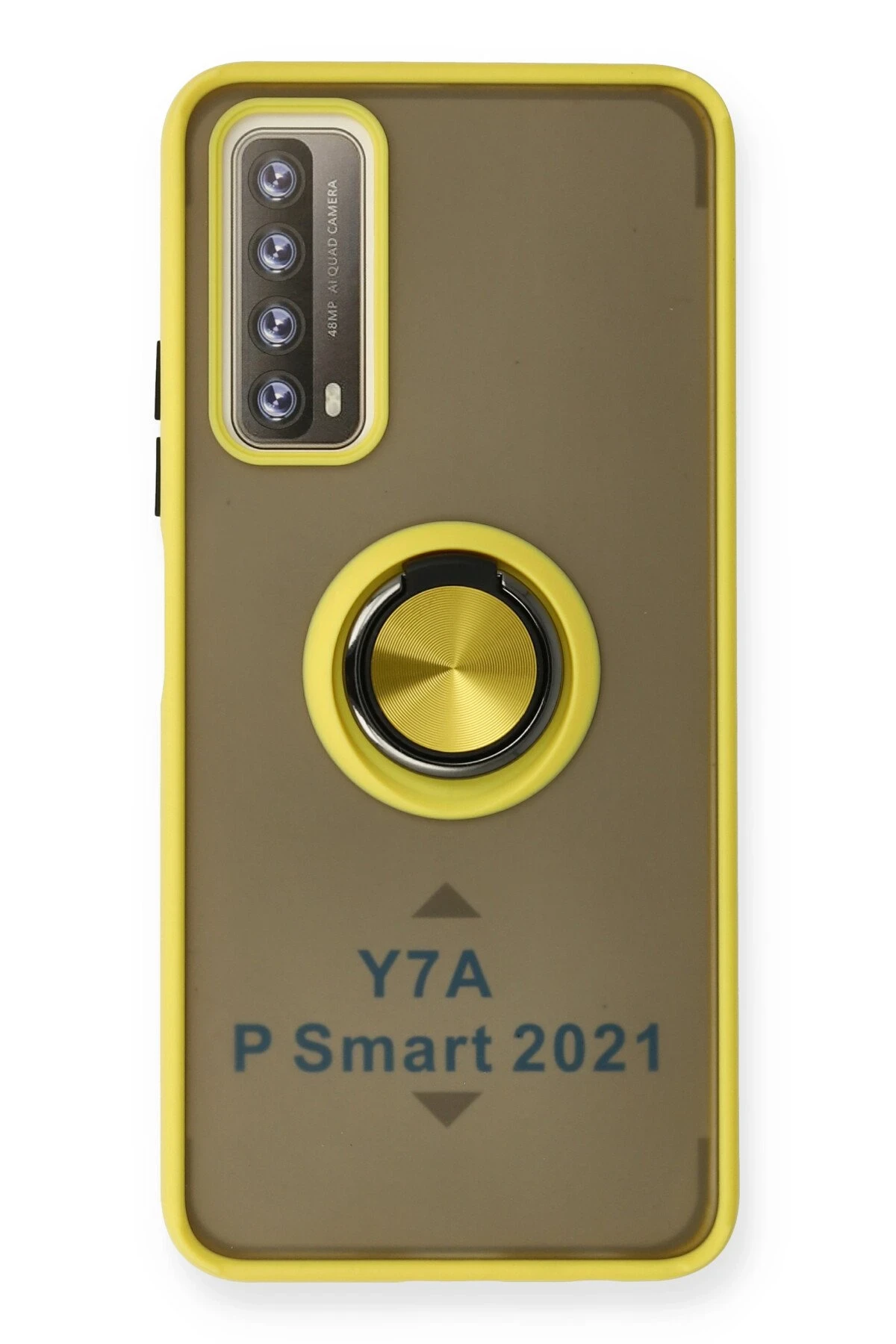 Newface Huawei P Smart 2021 Kılıf Montreal Yüzüklü Silikon Kapak - Sarı
