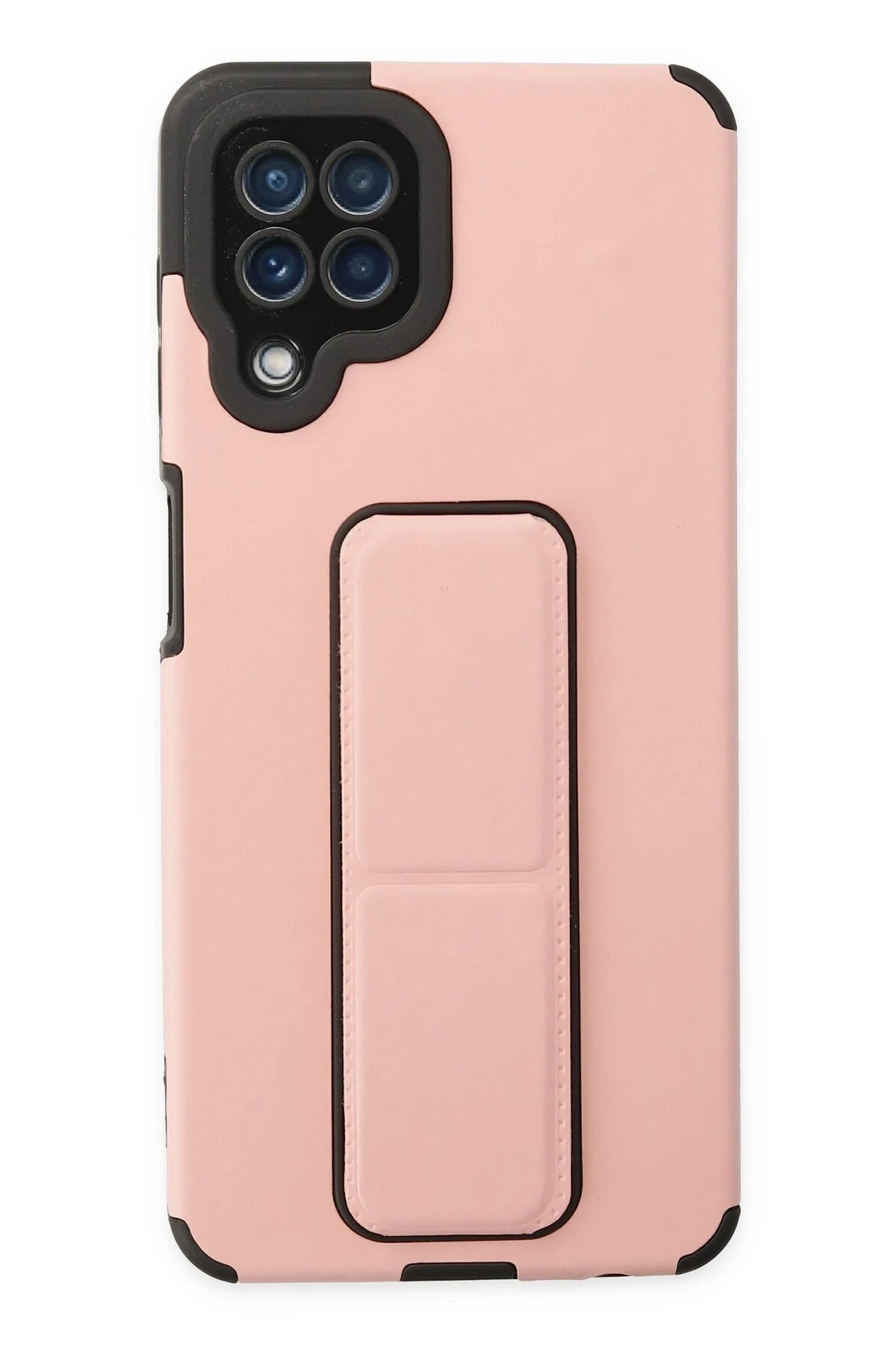 Newface Samsung Galaxy A22 Kılıf Mega Standlı Silikon - Pudra