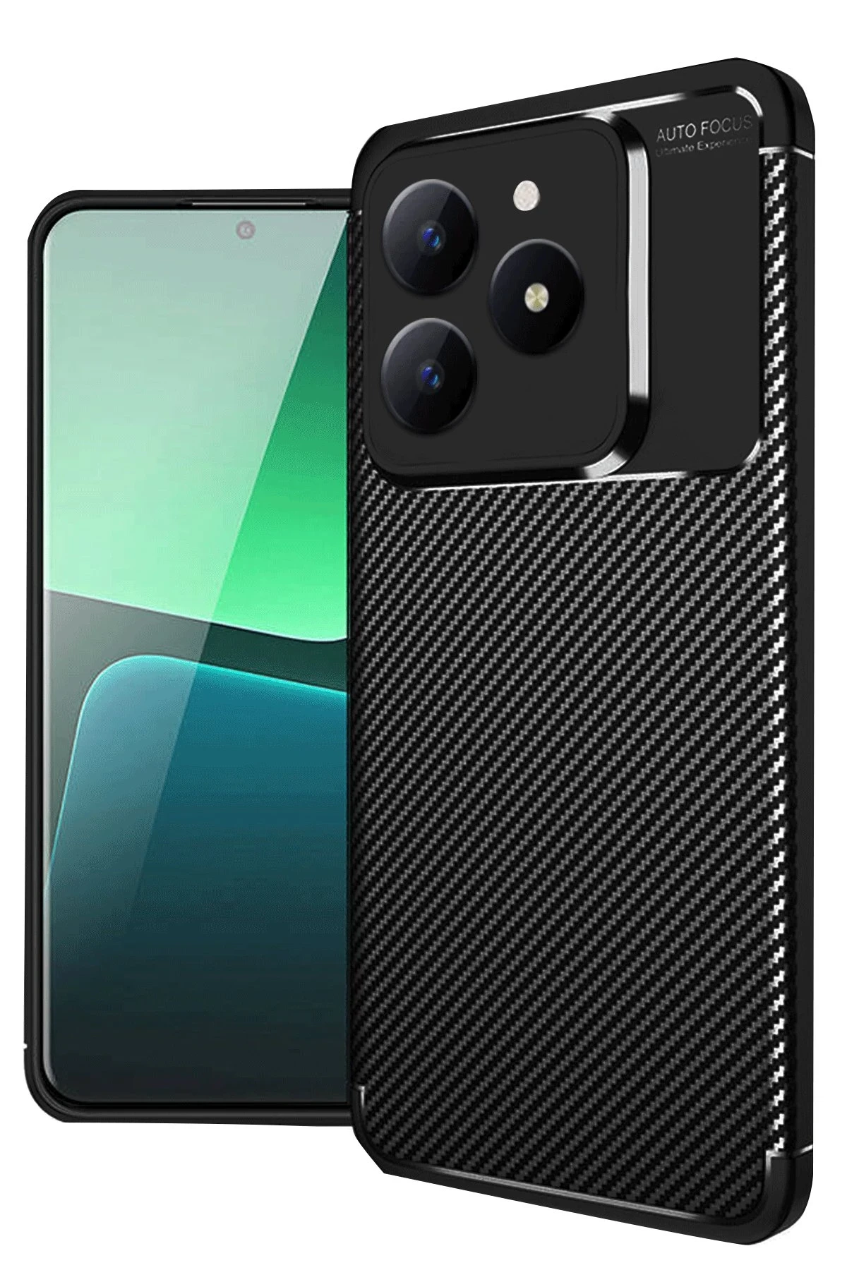 Newface Realme C61 Kılıf Auto Focus Karbon Kapak - Siyah