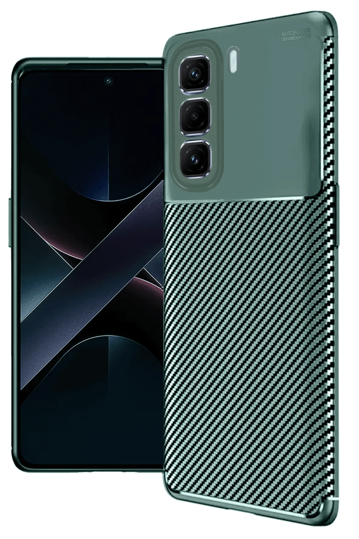 Newface İnfinix Hot 50 4G Kılıf Auto Focus Karbon Kapak - Koyu Yeşil