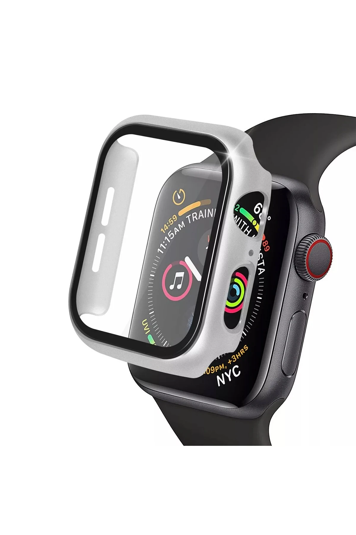 Newface Apple Watch 38mm Camlı Kasa Ekran Koruyucu - Gümüş