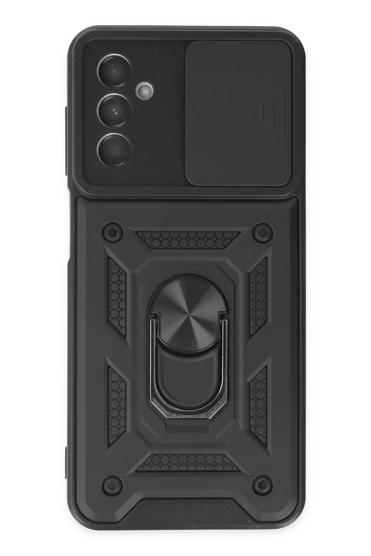 Newface Samsung Galaxy M13 Kılıf Pars Lens Yüzüklü Silikon - Siyah