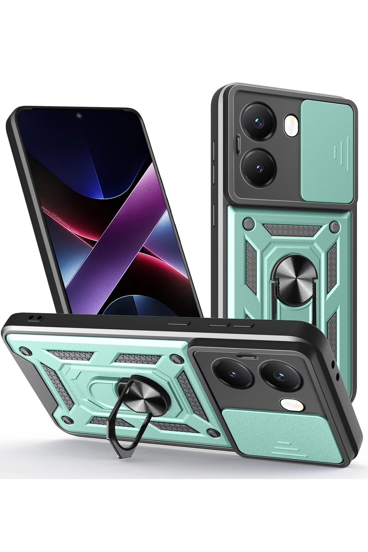 Newface Xiaomi Poco X7 Pro Kılıf Pars Lens Yüzüklü Silikon - Yeşil