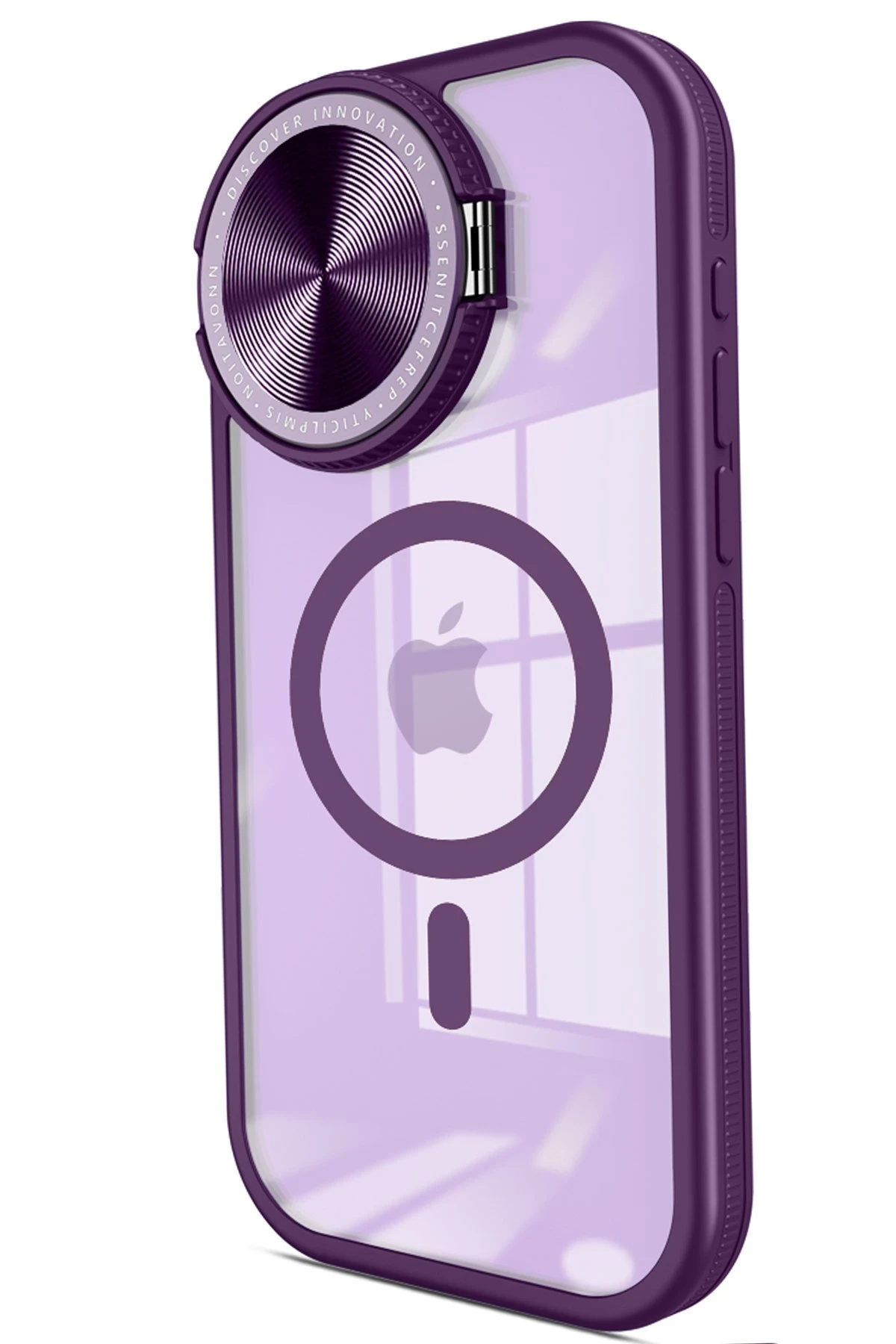 Newface iPhone 15 Pro Kılıf Teleskop Lens Magsafe Silikon Kapak - Derin Mor